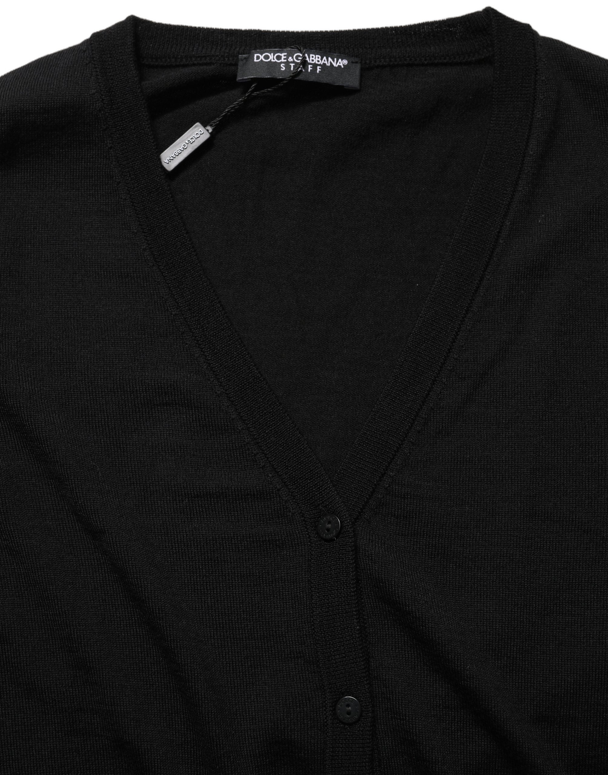 Dolce & Gabbana Black Wool Knit Button Cardigan Women's Sweater