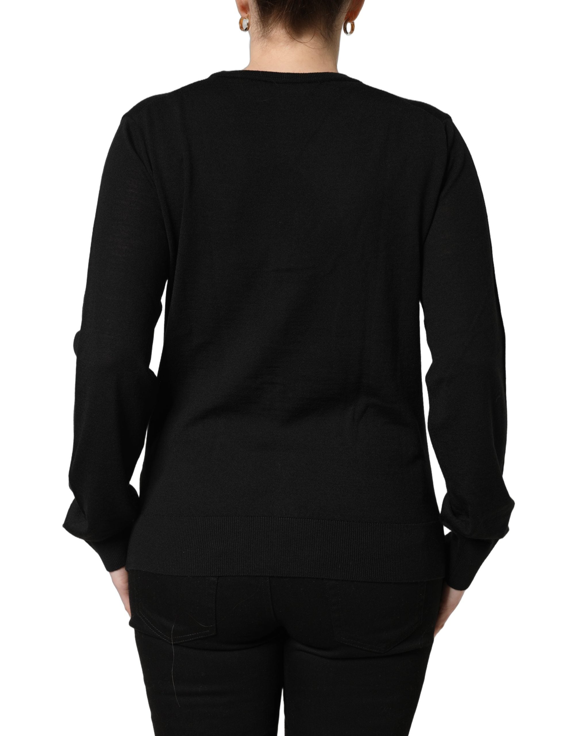 Dolce & Gabbana Black Wool Knit Button Cardigan Women's Sweater