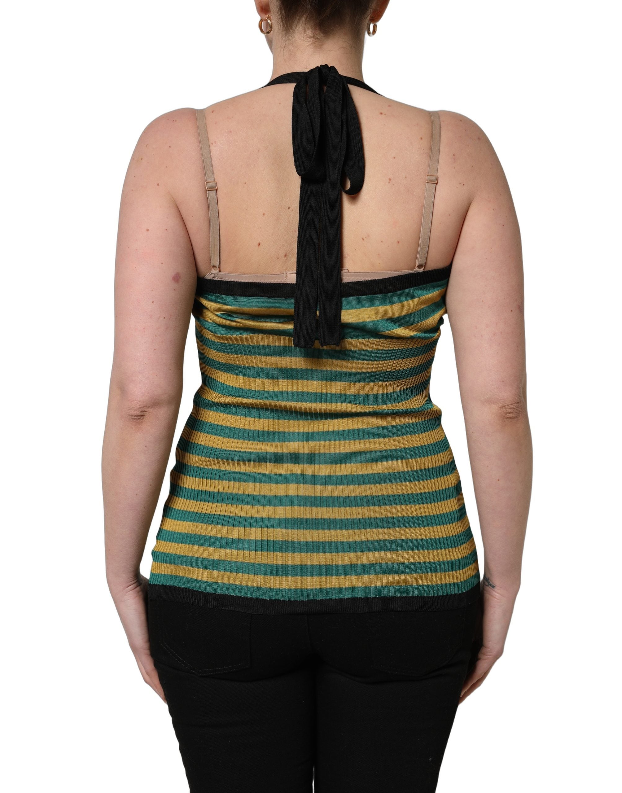 Dolce & Gabbana Multicolor Stripes Wool Knit Halter Tank Women's Top