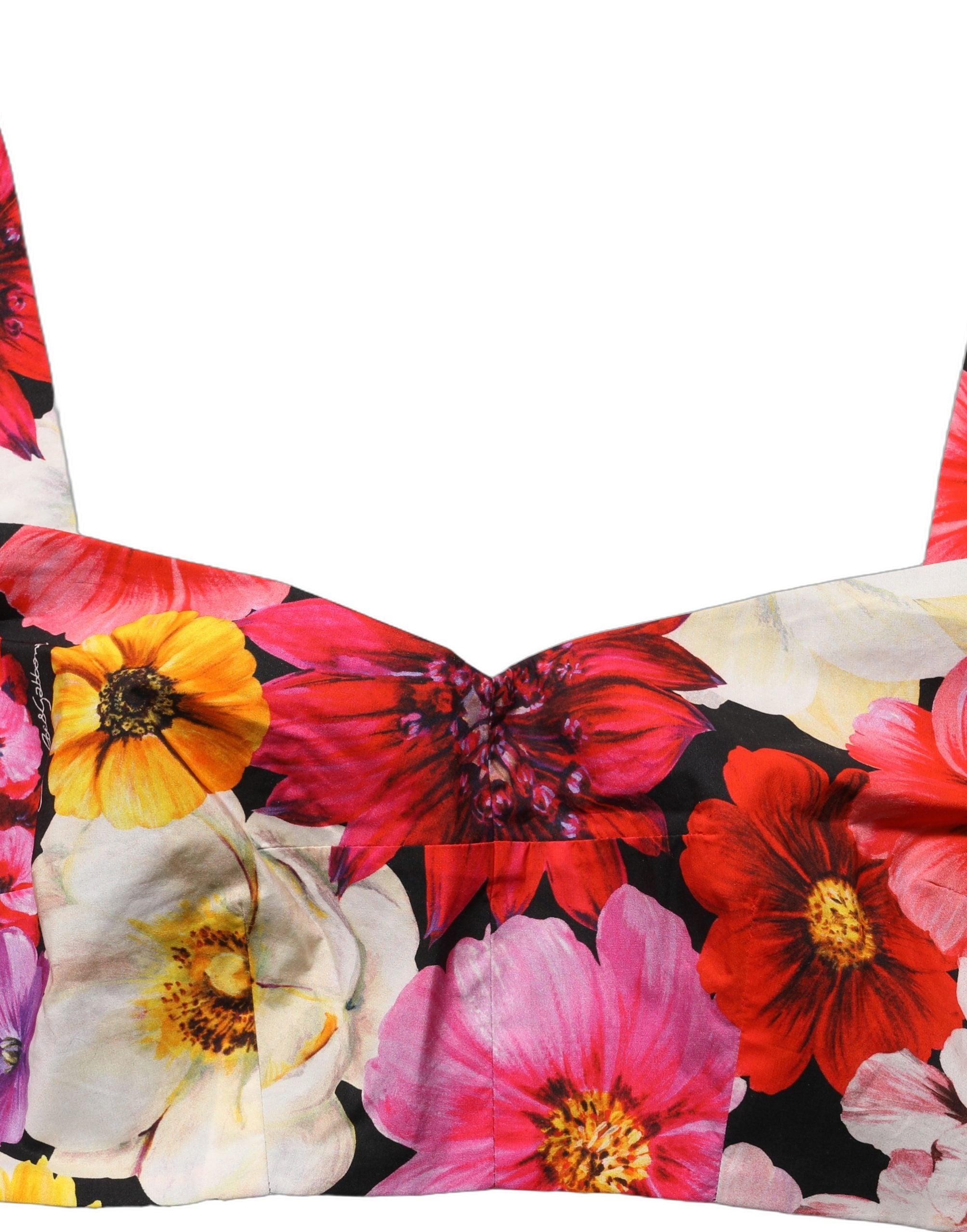 Dolce & Gabbana Multicolor Floral Cropped Bustier Tank Women's Top