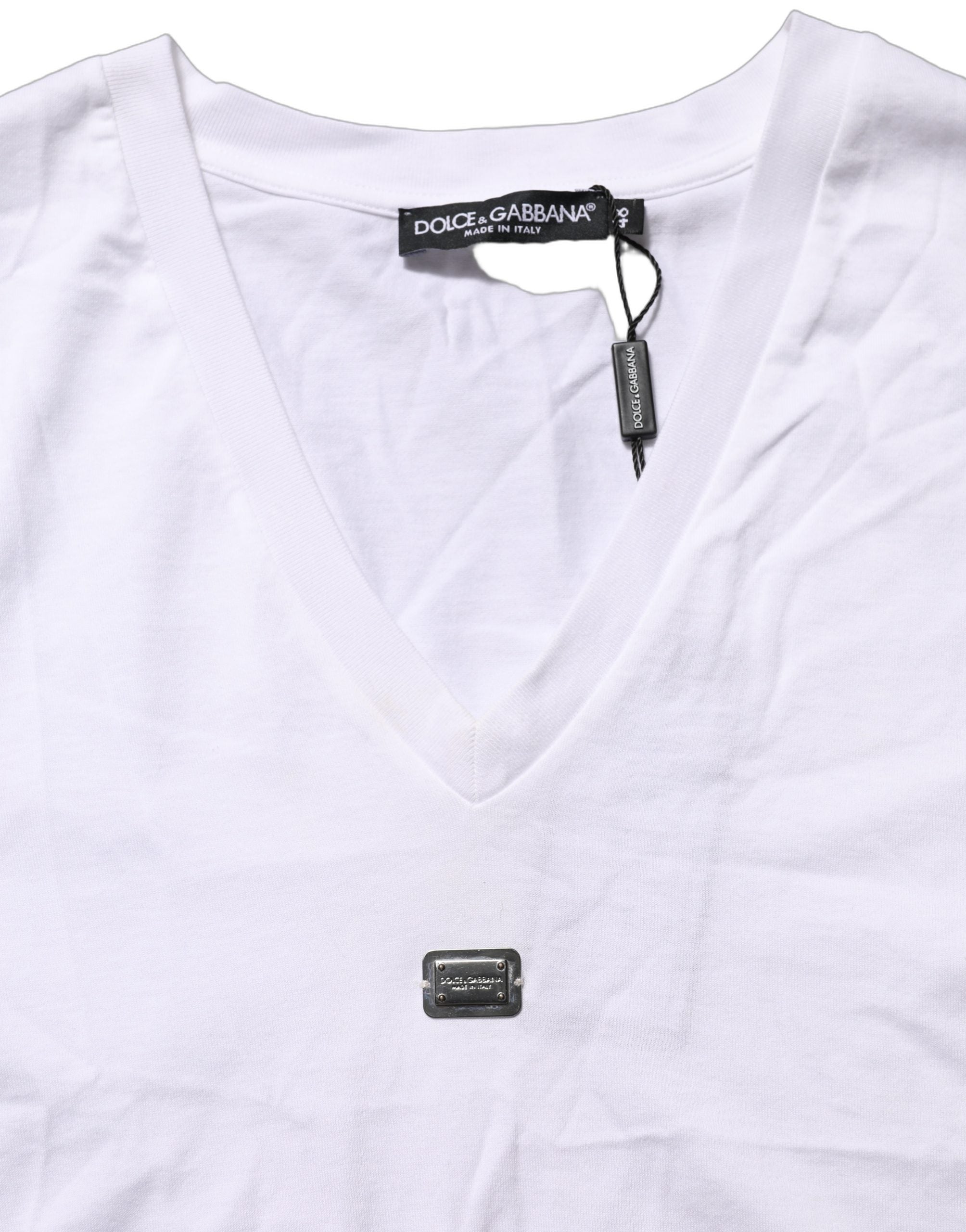 Dolce & Gabbana White Logo Embroidered TieWaist Cropped Women's Top