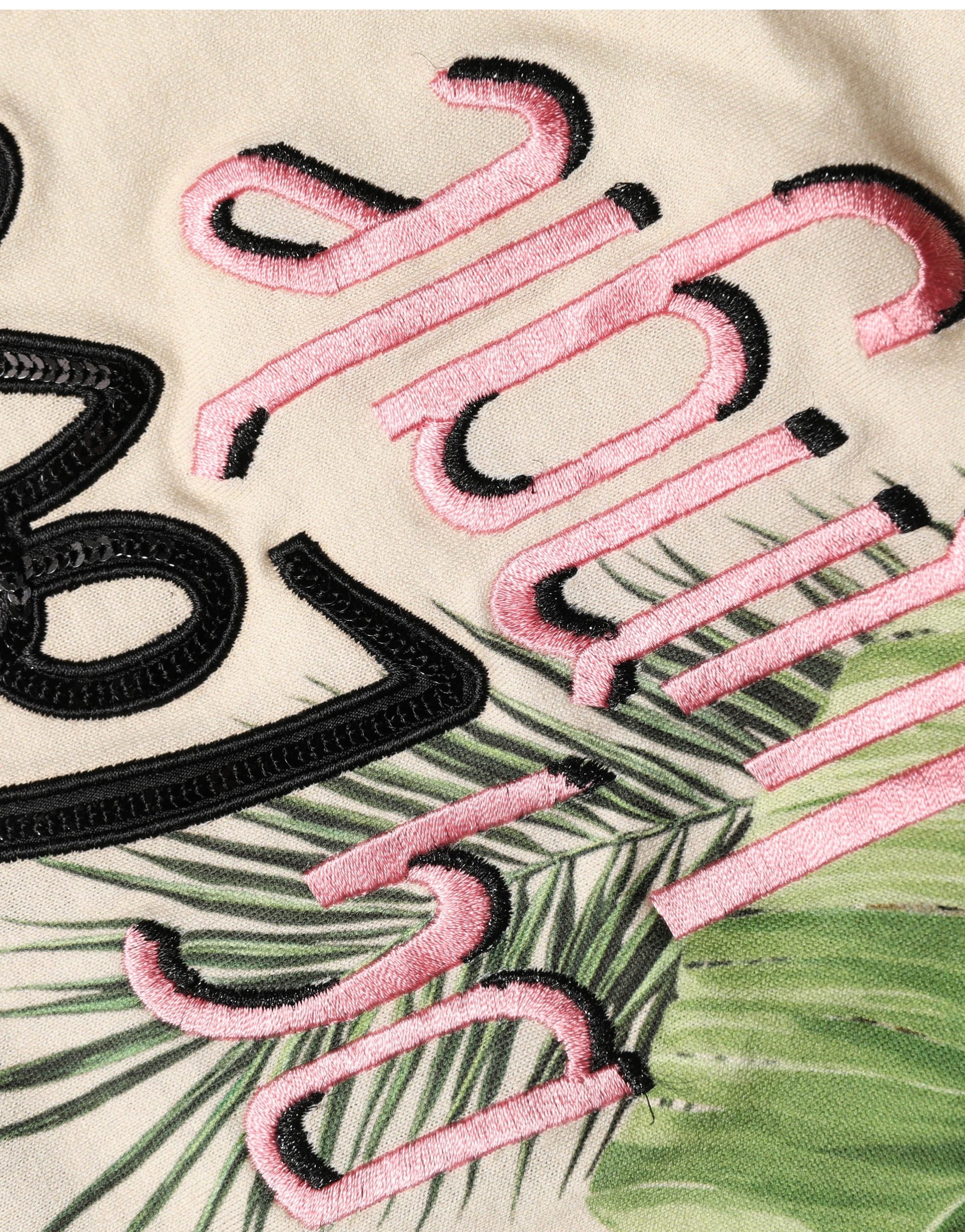 Dolce & Gabbana Beige Jungle Print Cotton Round Neck Women's T-Shirt