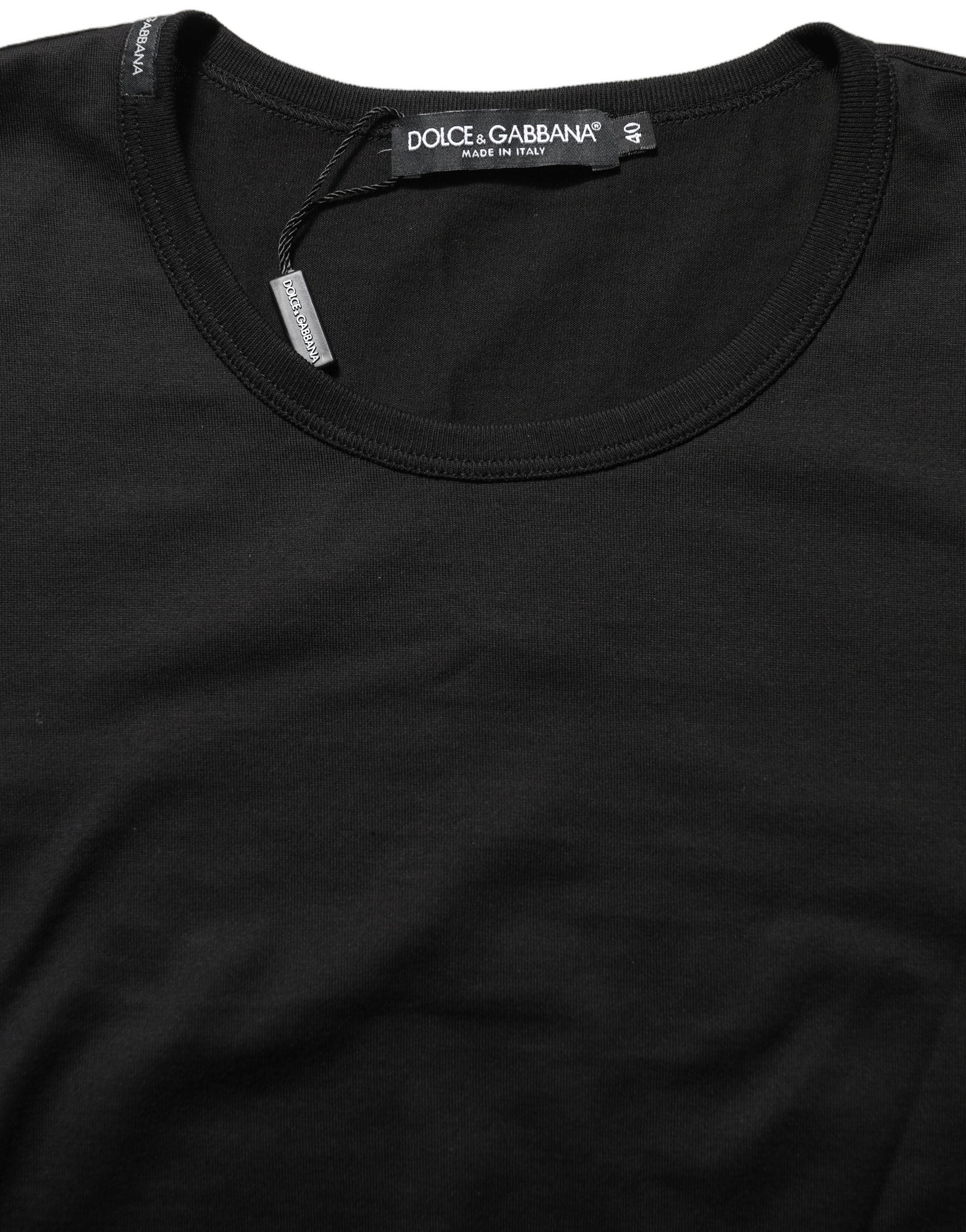 Dolce & Gabbana Black Cotton Round Neck Short Sleeves Women's T-Shirt