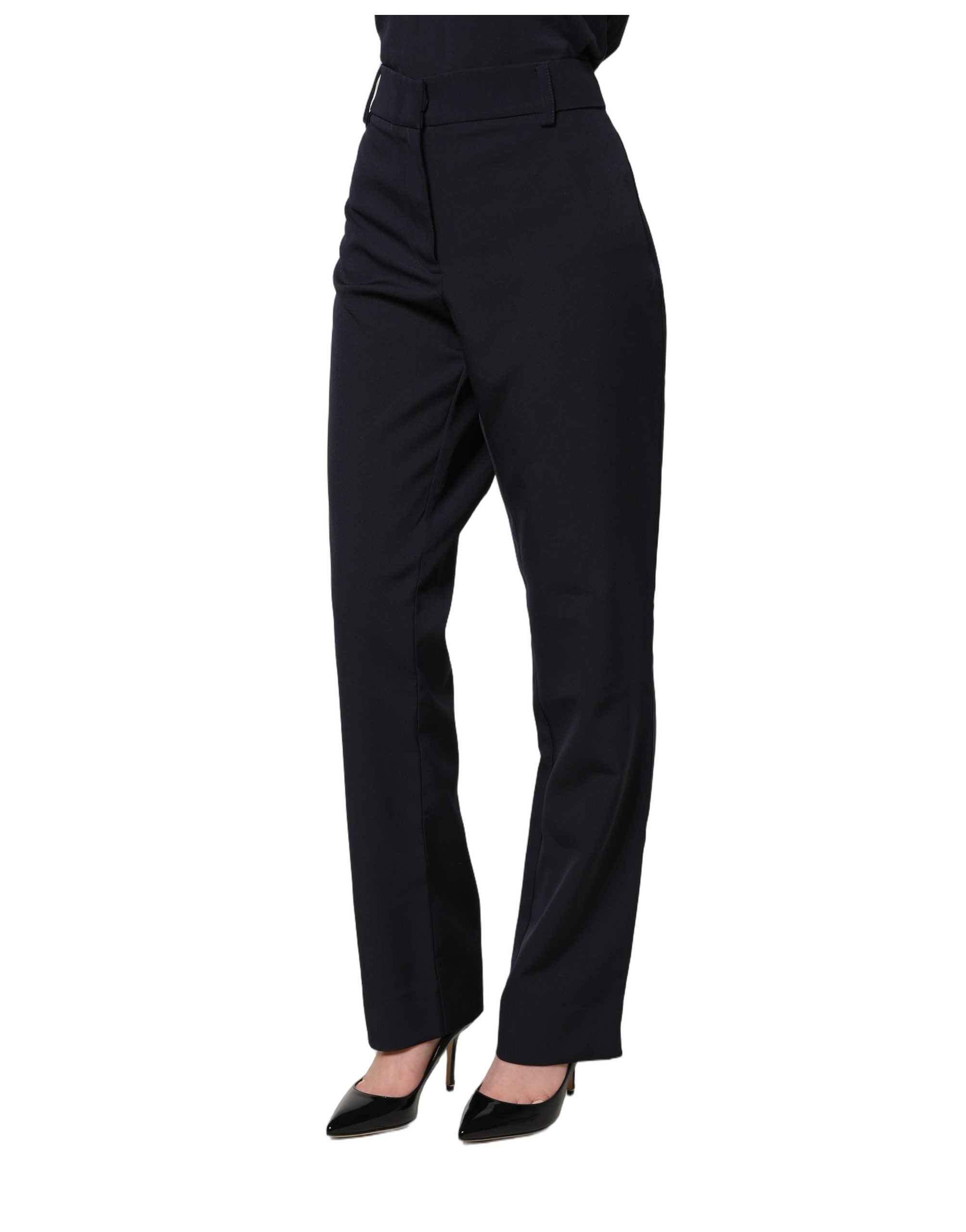 Blugirl Dark Blue High Waist Straight Dress Formal Trouser Women's Pants