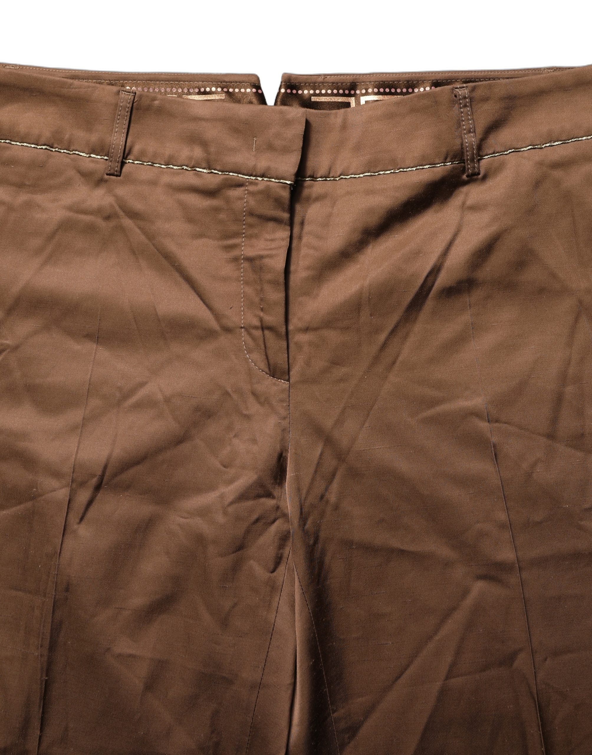 Cavalli Class Brown High Waist Flared Trouser Women's Pants