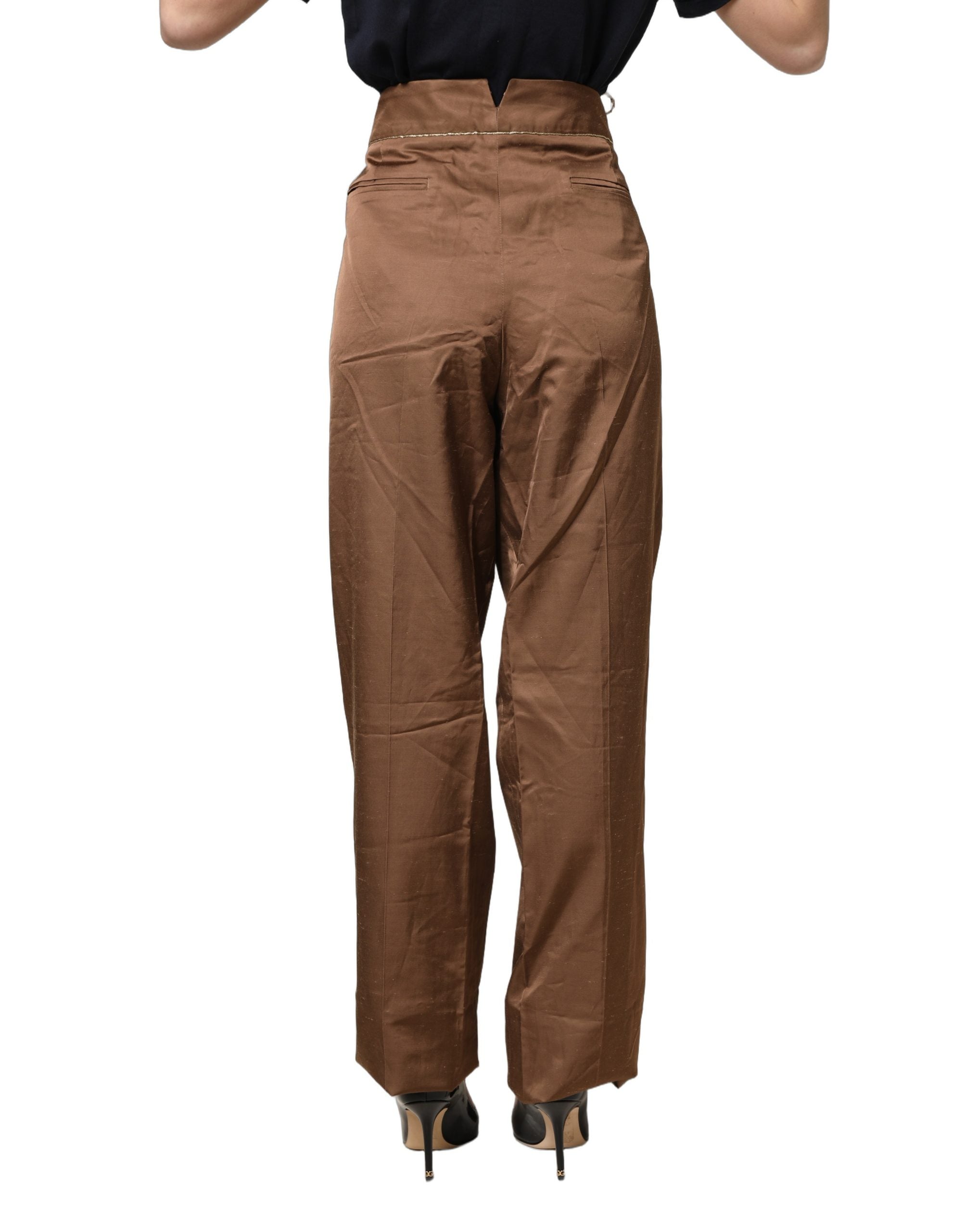 Cavalli Class Brown High Waist Flared Trouser Women's Pants