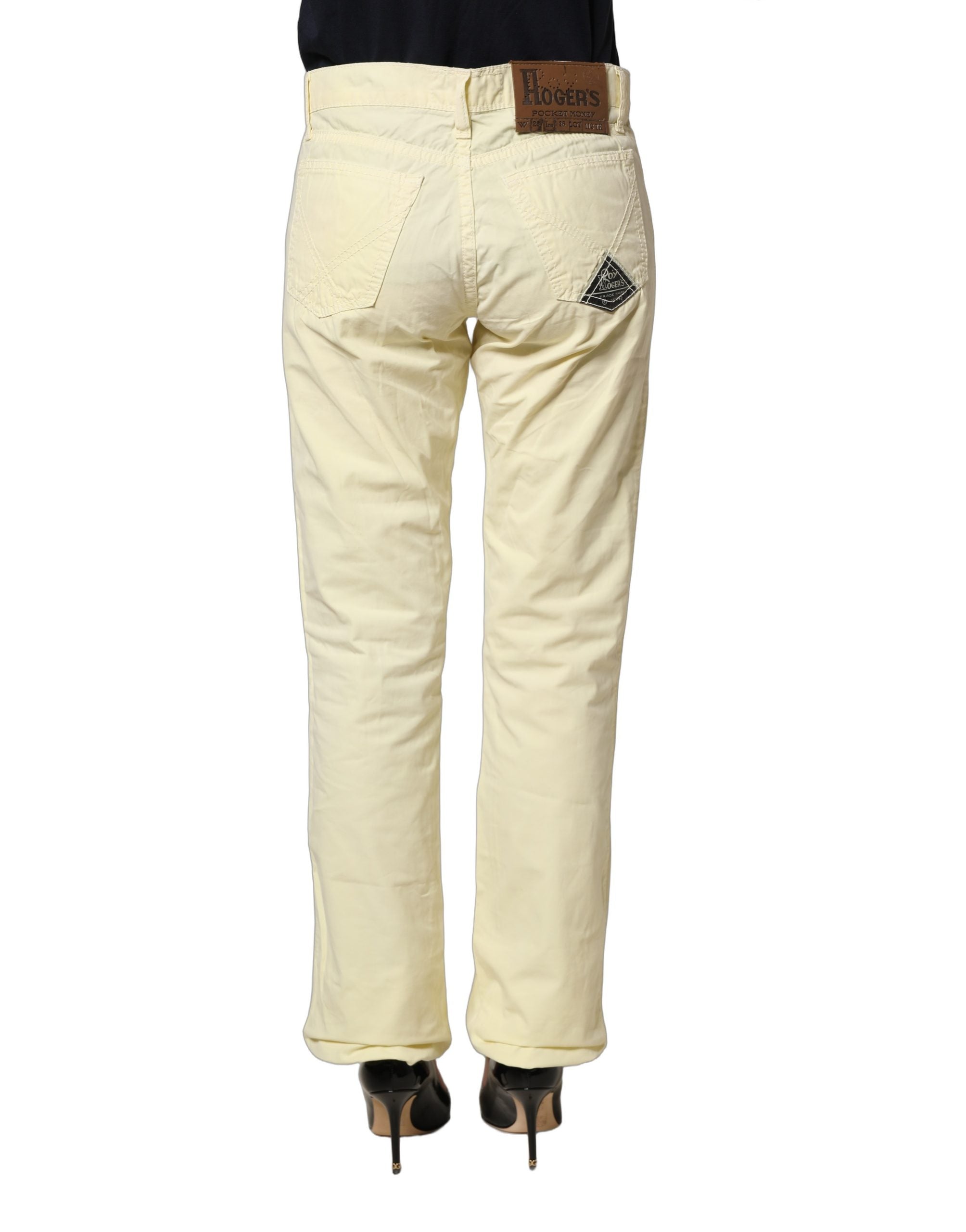 Roy Roger's Yellow Cotton Straight Casual Denim Trouser Women's Jeans (Pre-Owned)