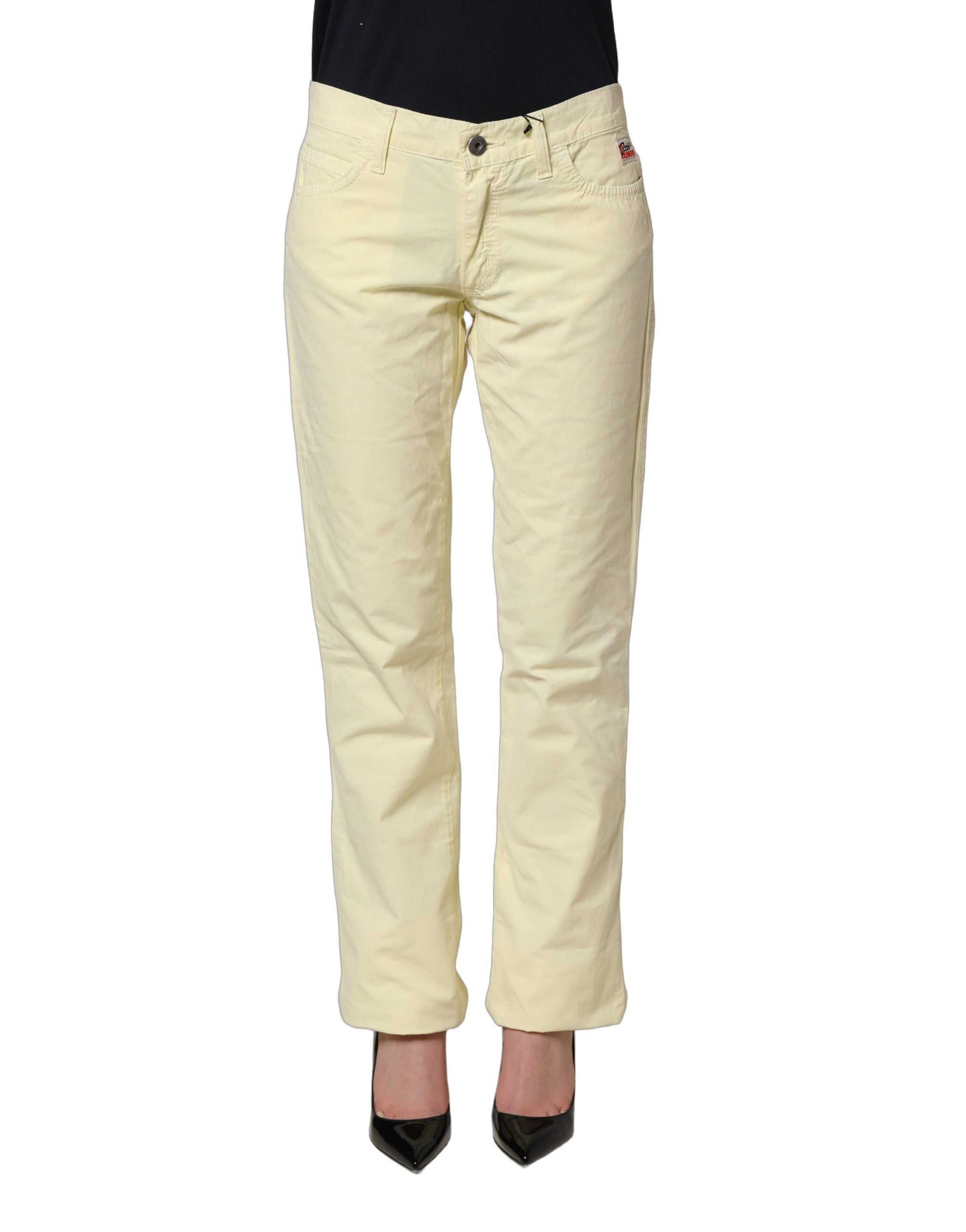 Roy Roger's Yellow Cotton Straight Casual Denim Trouser Women's Jeans (Pre-Owned)