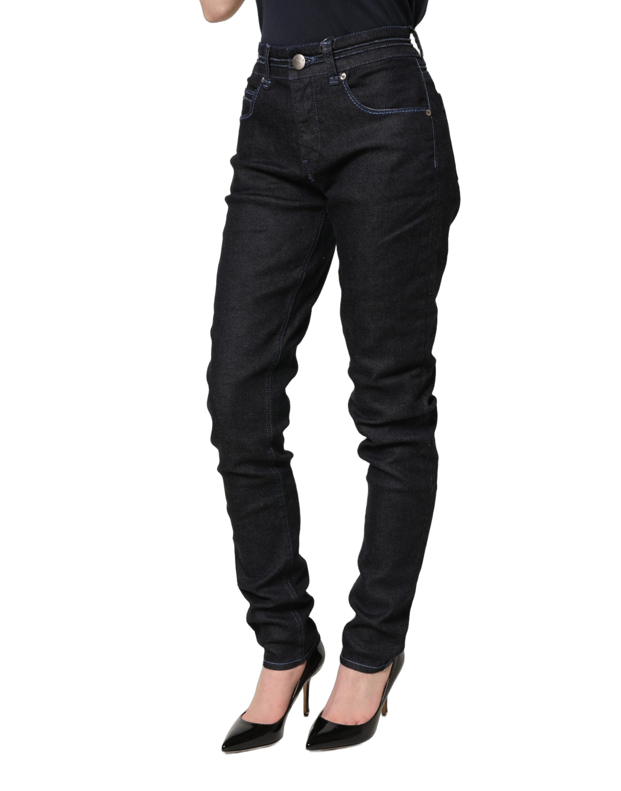 Acht Black Cotton Stretch HighWaist Skinny Denim Trouser Women's Jeans