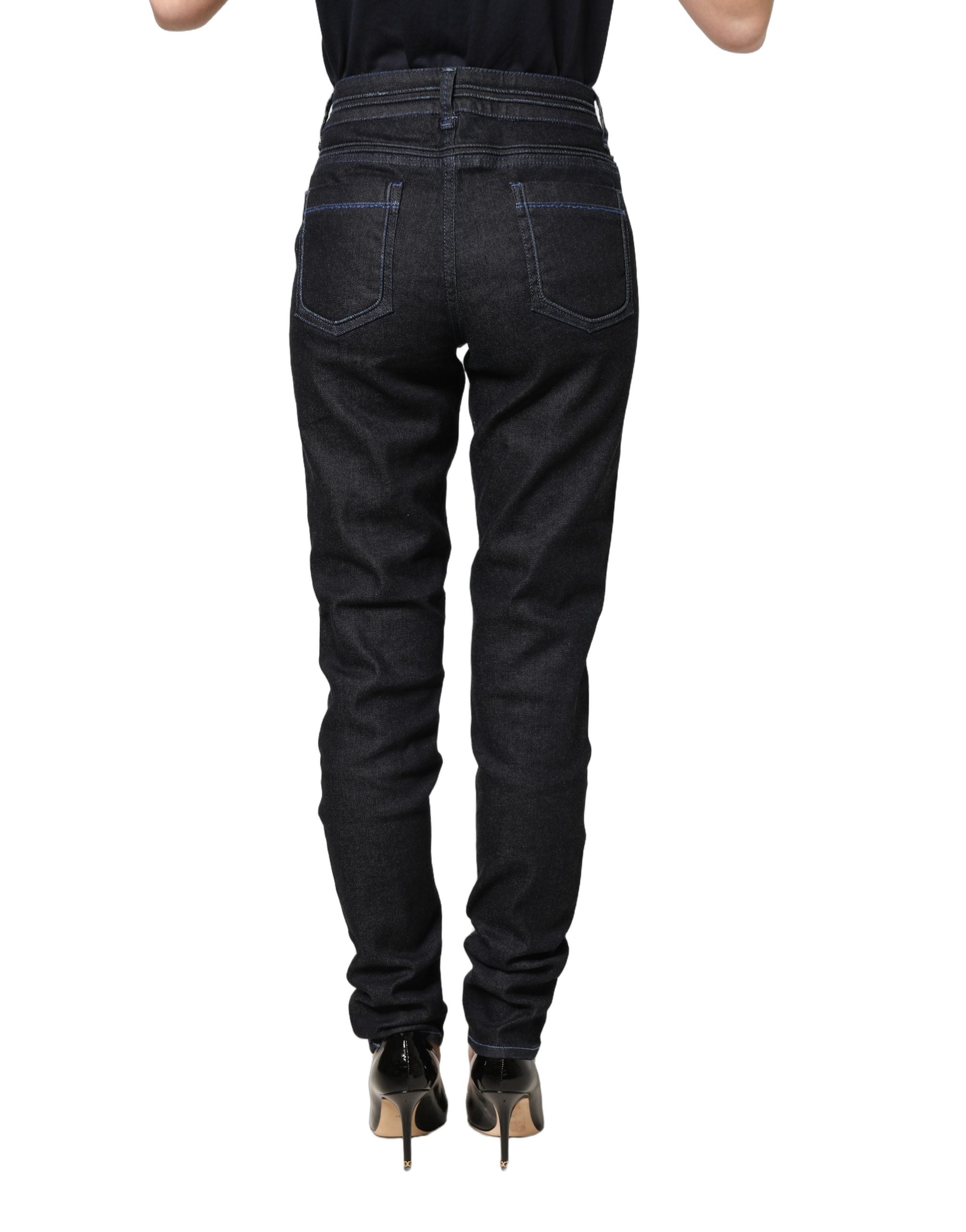 Acht Black Cotton Stretch HighWaist Skinny Denim Trouser Women's Jeans