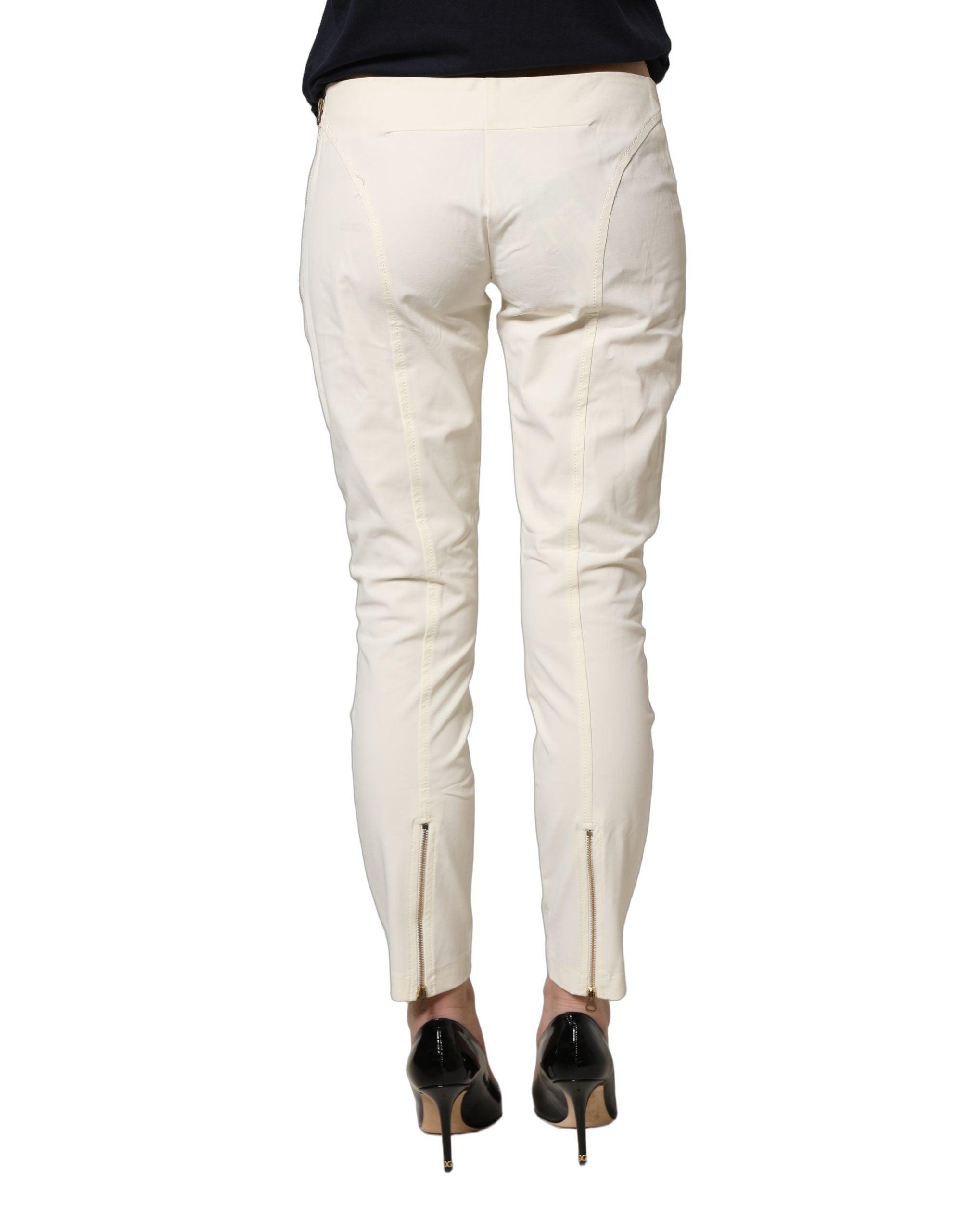Elisabetta Franchi White Low Waist Skinny Women Trouser Women's Pants (Pre-Owned)