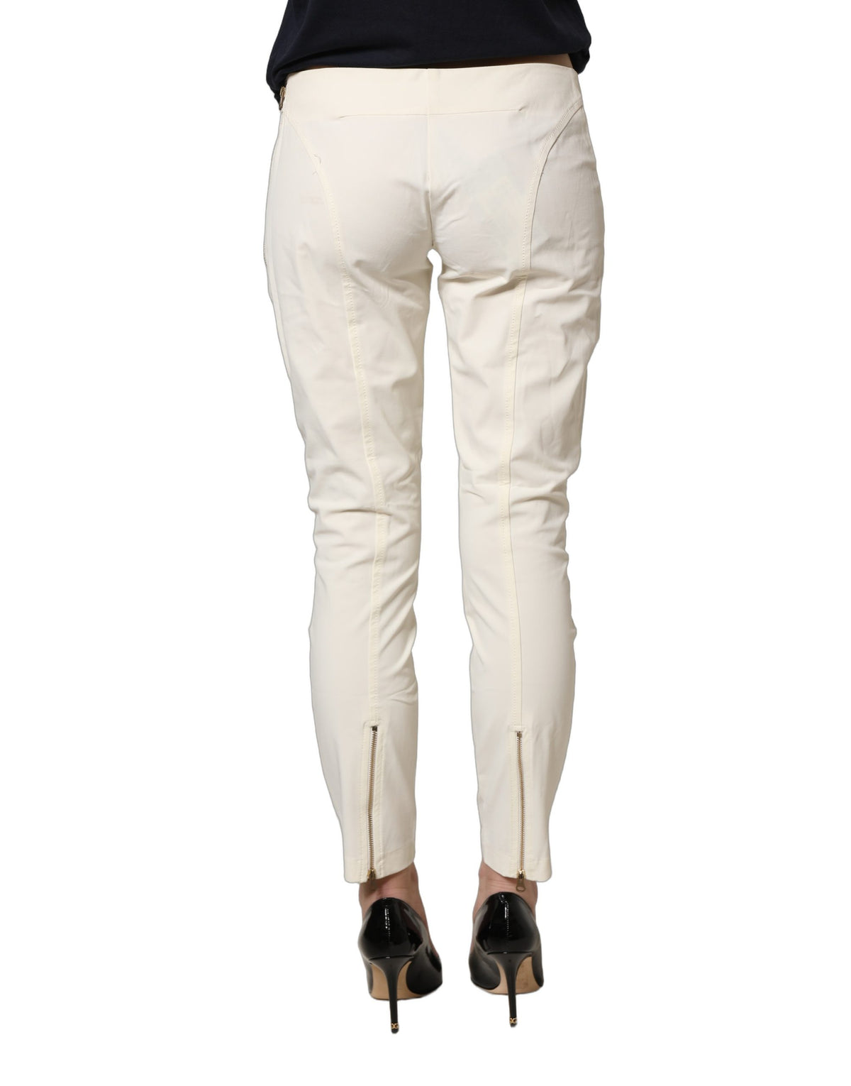 Elisabetta Franchi White Low Waist Skinny Women Trouser Women's Pants (Pre-Owned)
