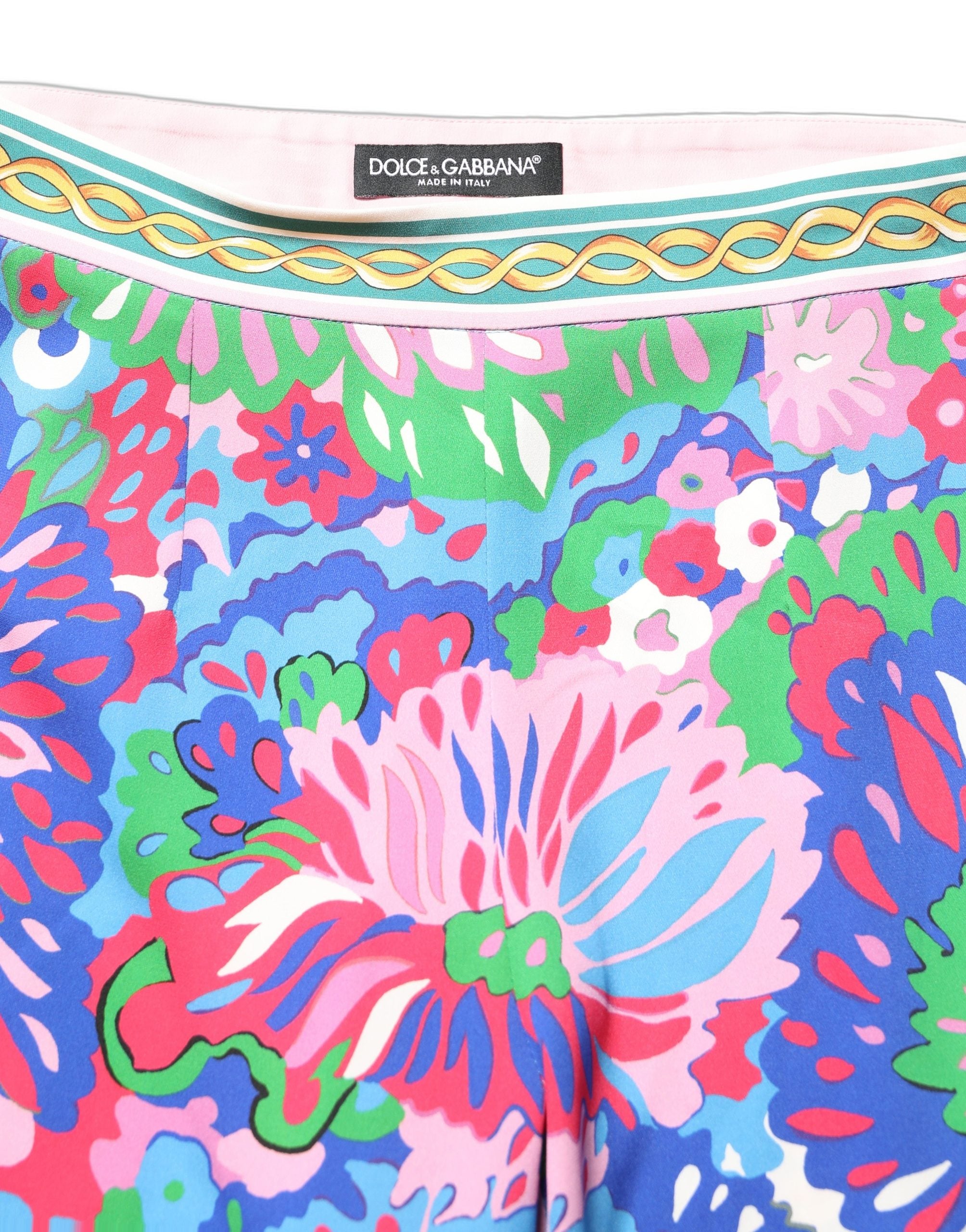 Dolce & Gabbana Multicolor Floral Stretch Jersey Leggings Women's Pants