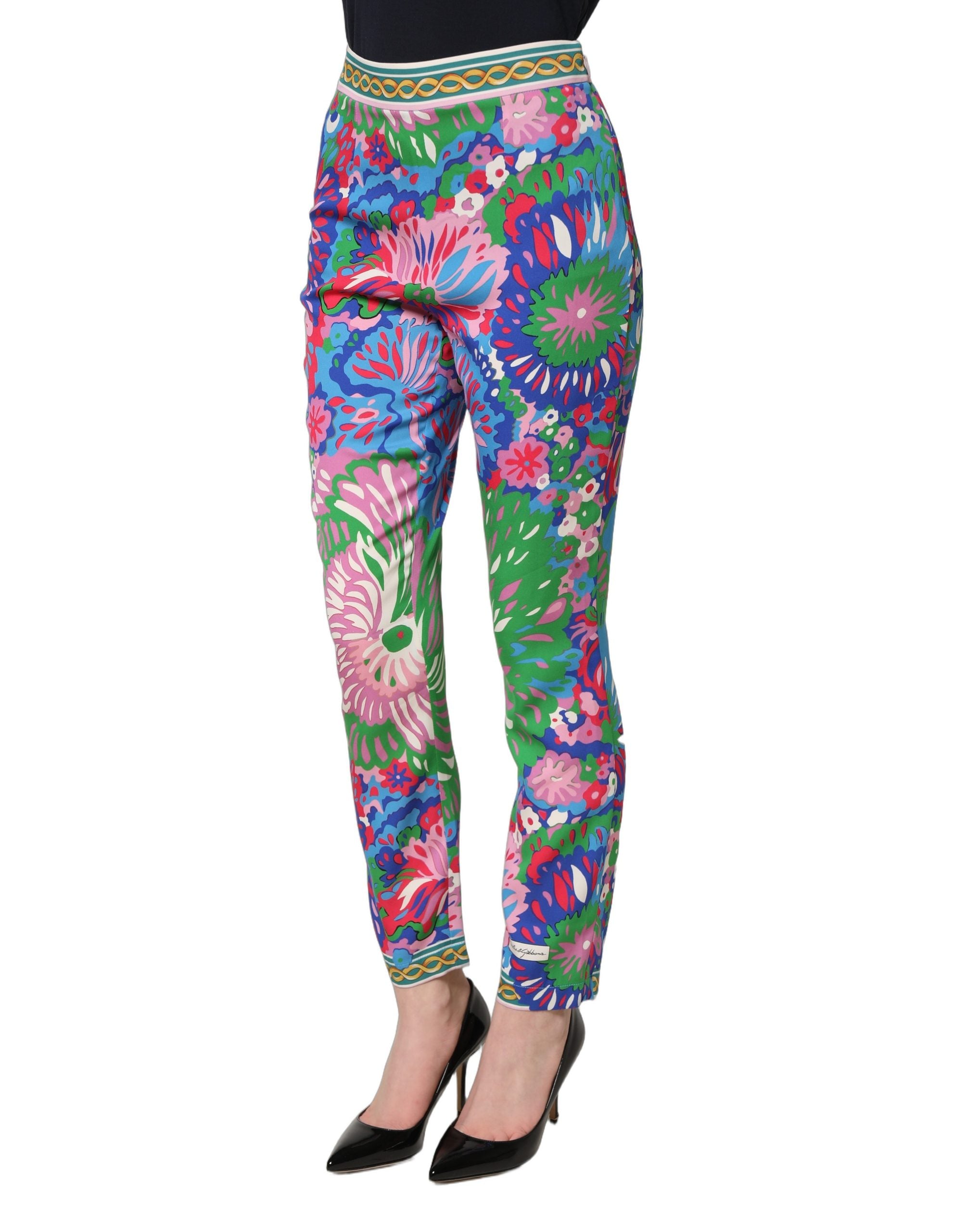 Dolce & Gabbana Multicolor Floral Stretch Jersey Leggings Women's Pants