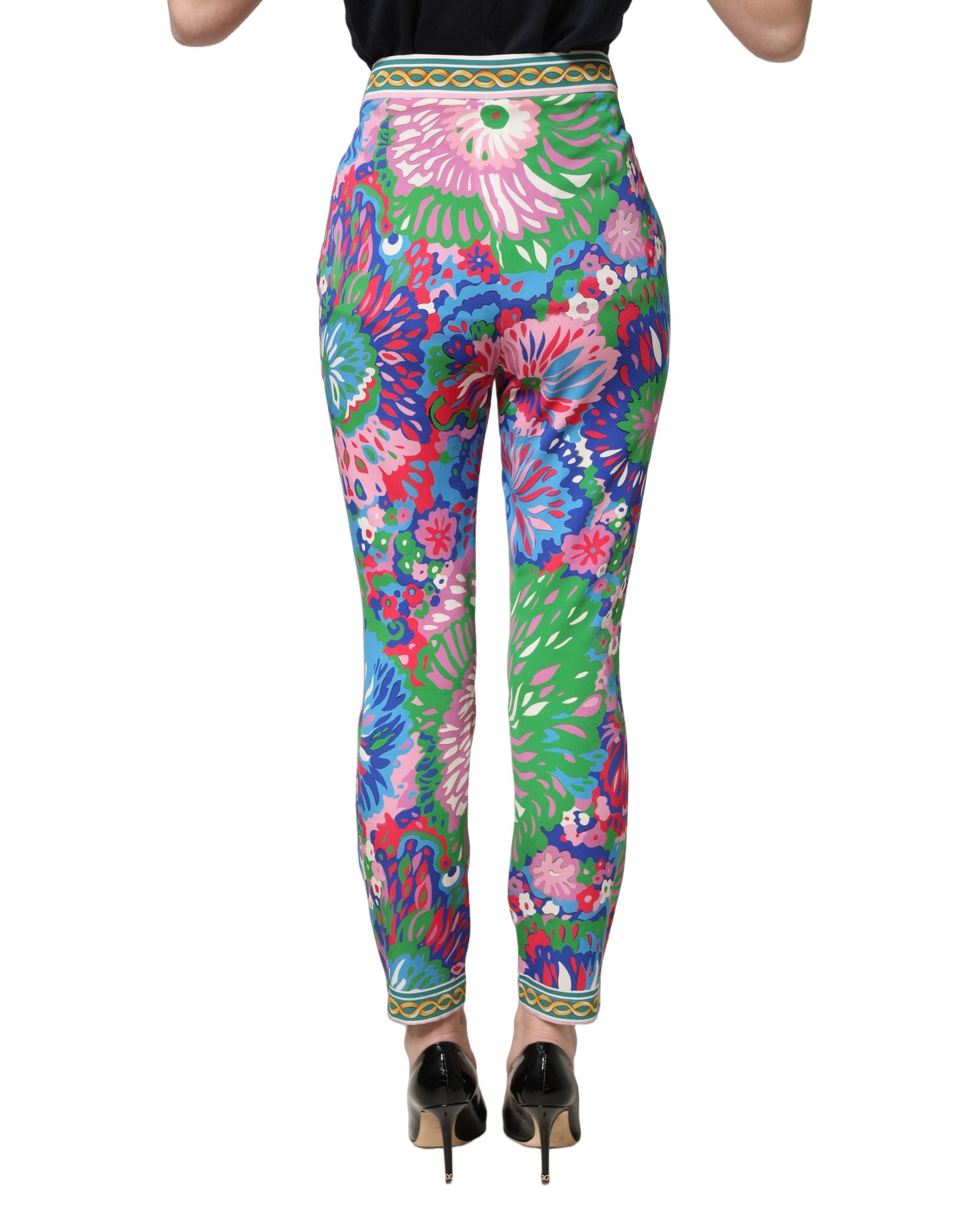 Dolce & Gabbana Multicolor Floral Stretch Jersey Leggings Women's Pants