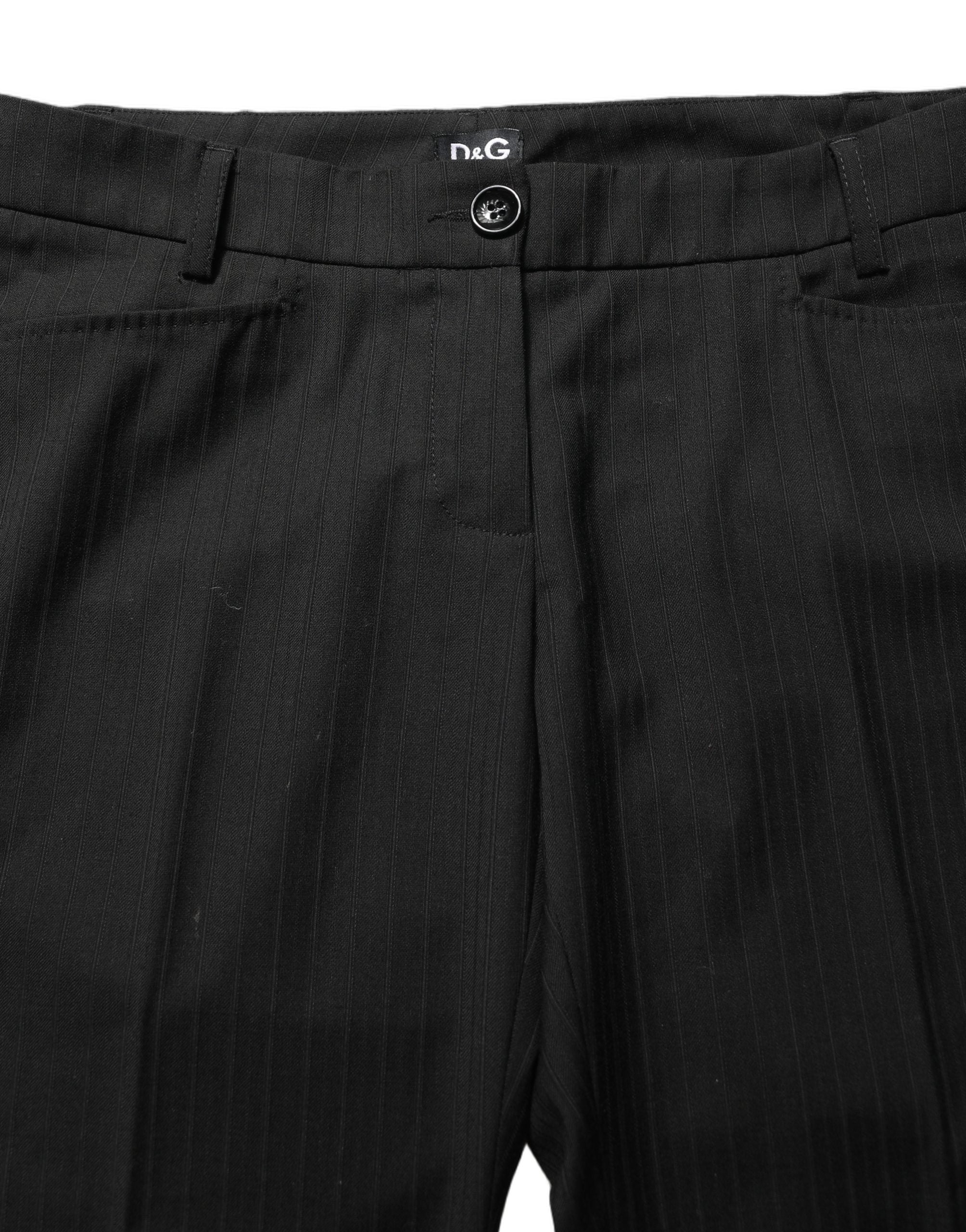 Dolce & Gabbana Black Mid Waisted Polyester Trouser Women's Pants (Pre-Owned)