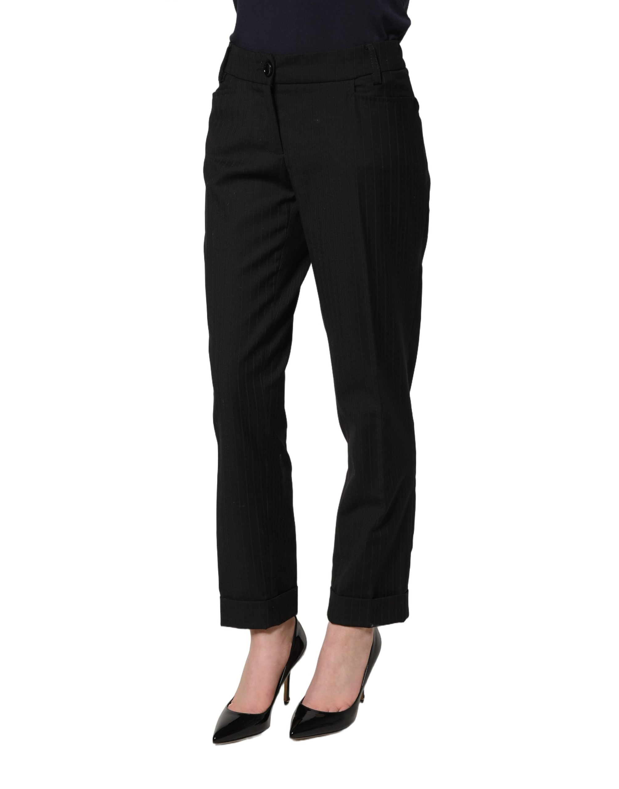 Dolce & Gabbana Black Mid Waisted Polyester Trouser Women's Pants (Pre-Owned)