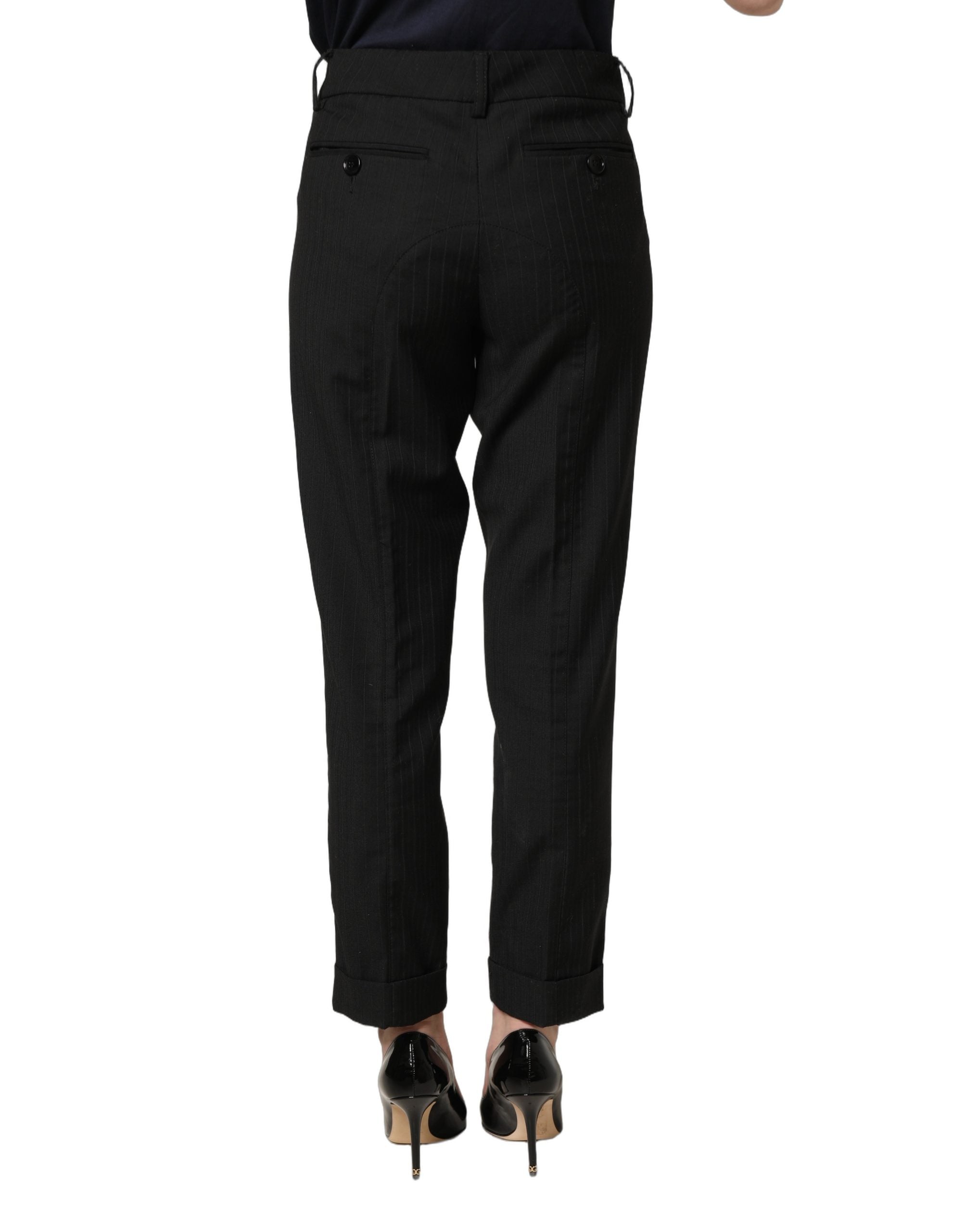 Dolce & Gabbana Black Mid Waisted Polyester Trouser Women's Pants (Pre-Owned)