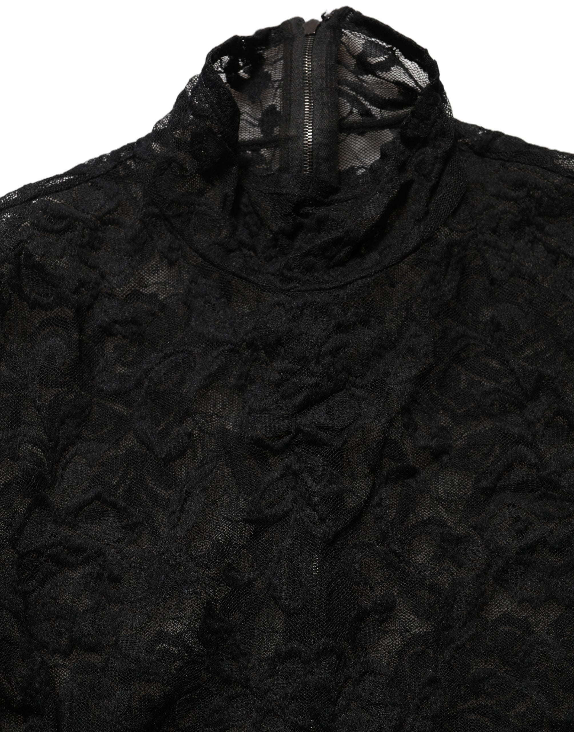 Dolce & Gabbana Black Floral Lace Turtle Neck Long Sleeve Women's Top (Pre-Owned)