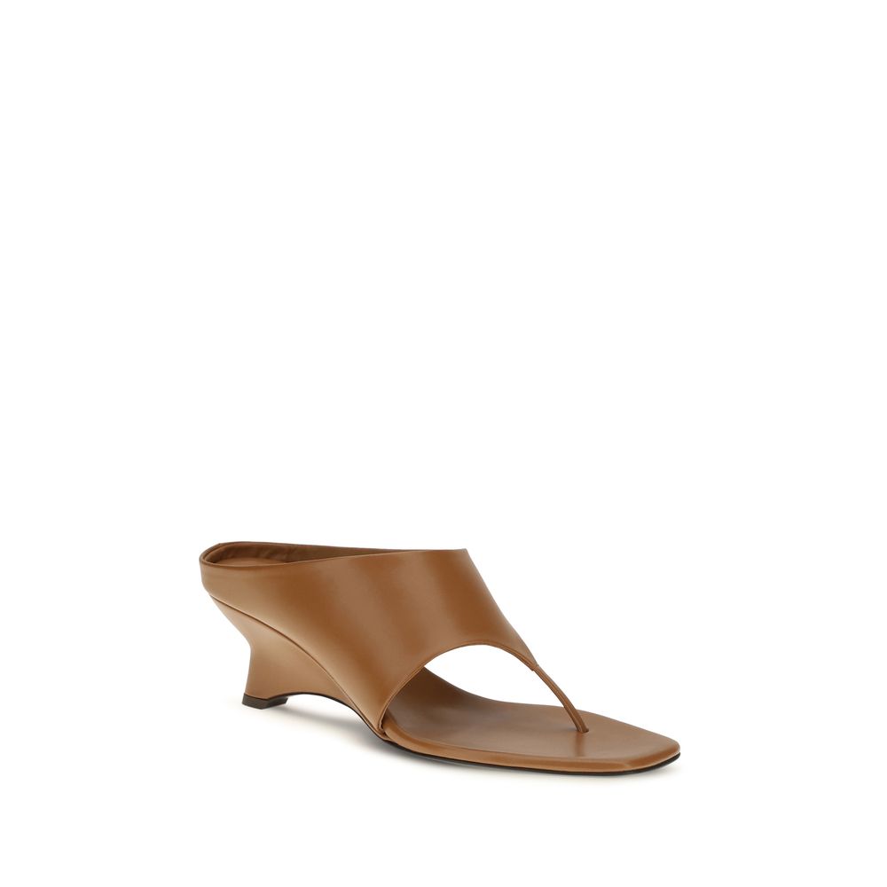 Khaite Brown Calf Leather Bos Taurus Platform Women's Sandals