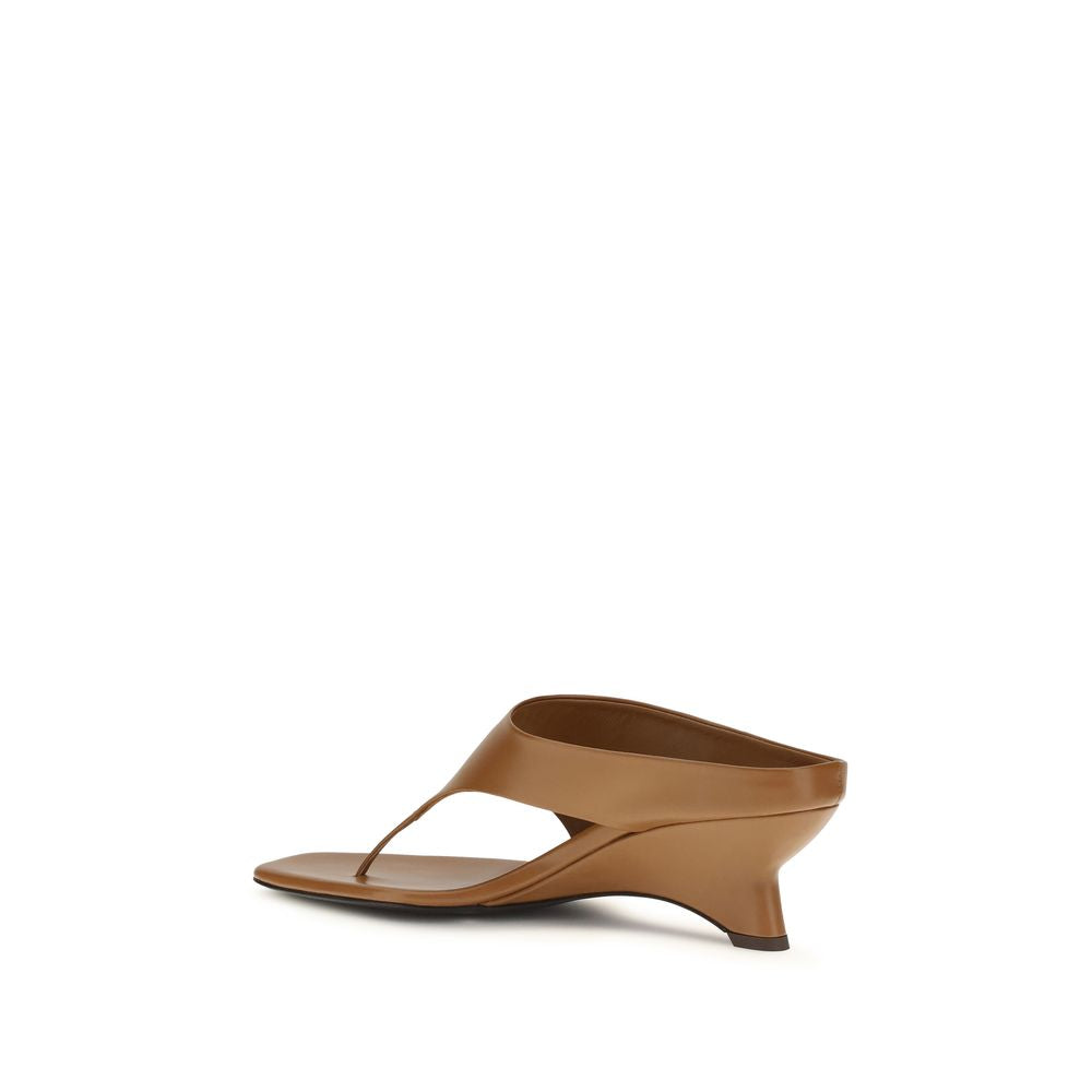 Khaite Brown Calf Leather Bos Taurus Platform Women's Sandals