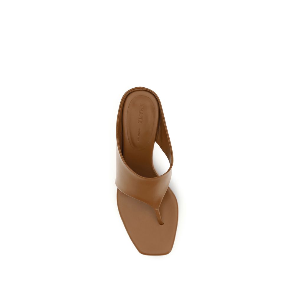 Khaite Brown Calf Leather Bos Taurus Platform Women's Sandals