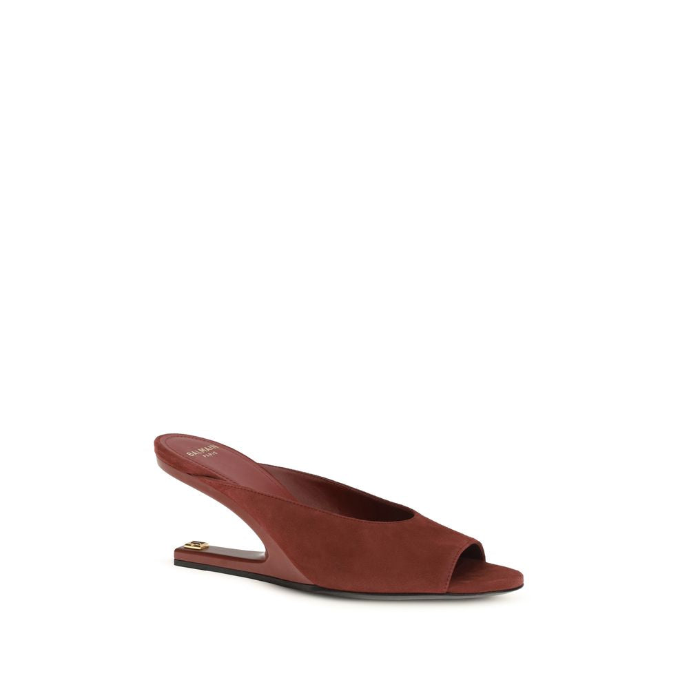 Balmain Bordeaux Goatskin Women's Mules