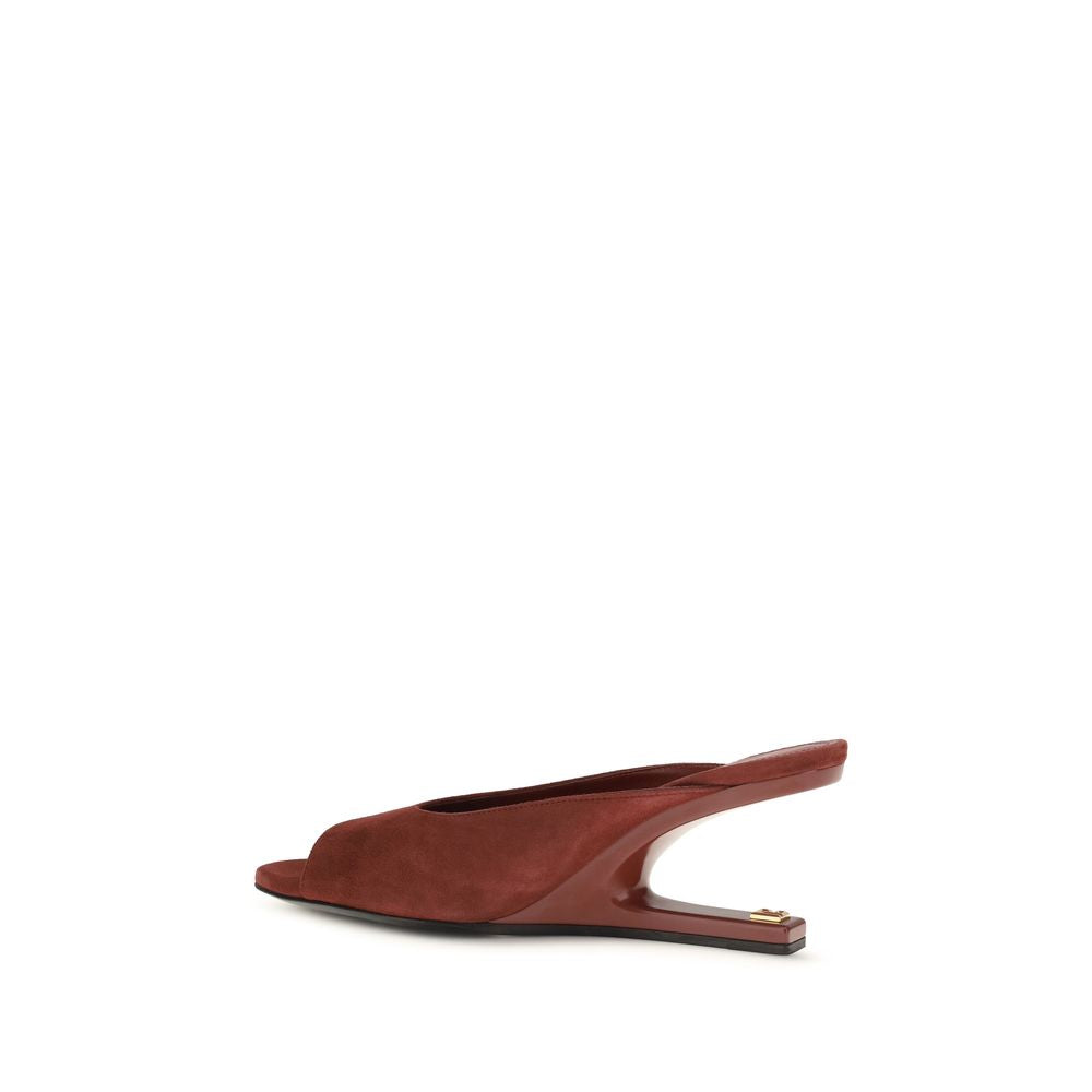 Balmain Bordeaux Goatskin Women's Mules
