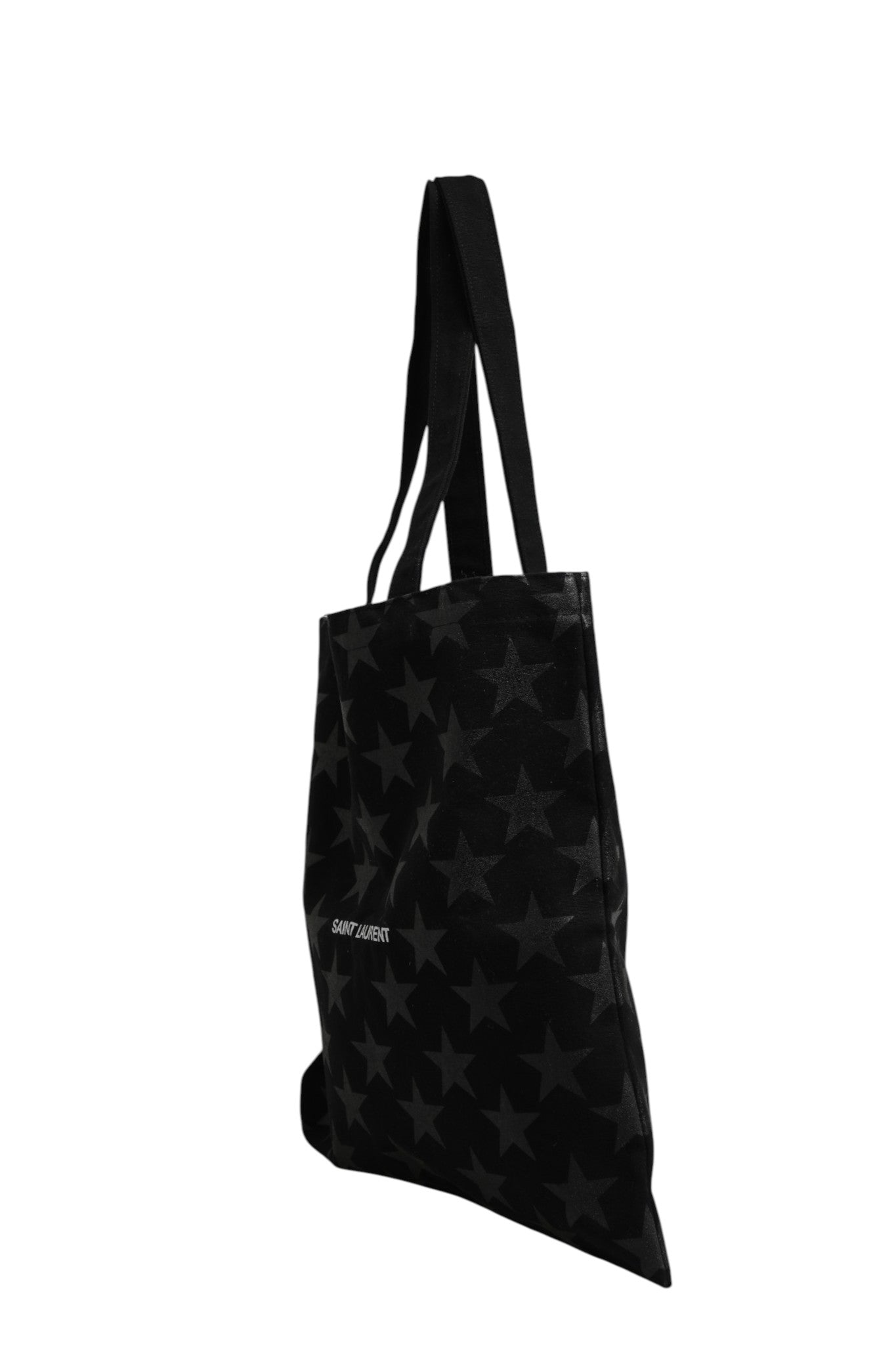 Saint Laurent Rive Droite Black Tote Women's With Star Print Tote Women's bag (Pre-Owned)