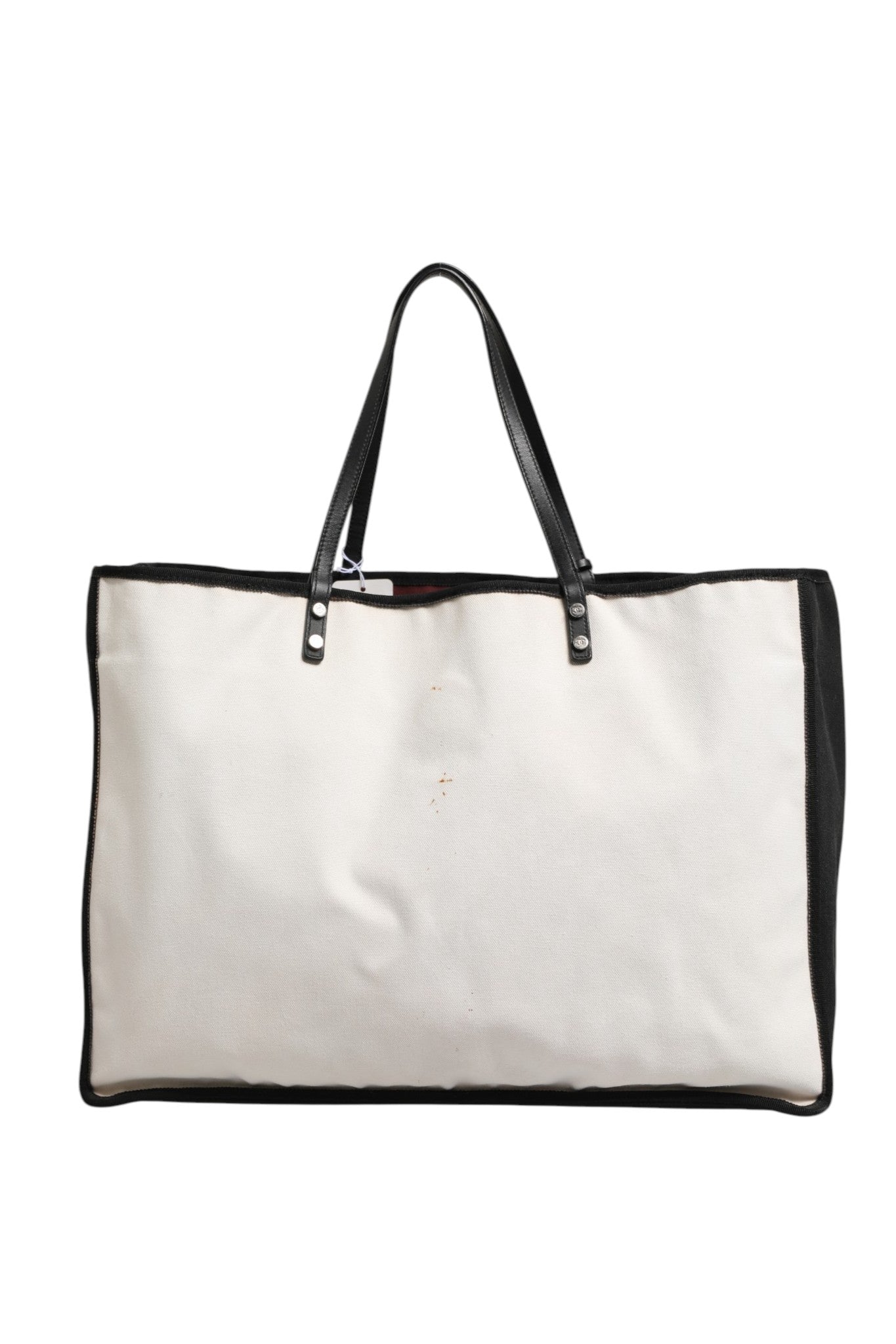 Chanel Ladies First White and Black Canvas Shopper Tote Women's Bag (Pre-Owned)