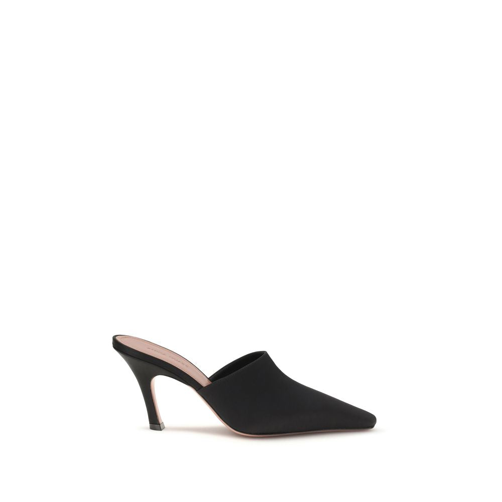 Amina Muaddi Black Silk Women's Sandals