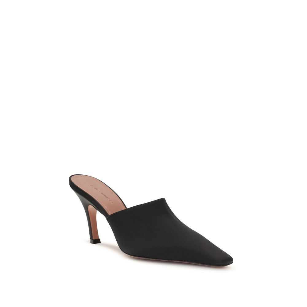 Amina Muaddi Black Silk Women's Sandals