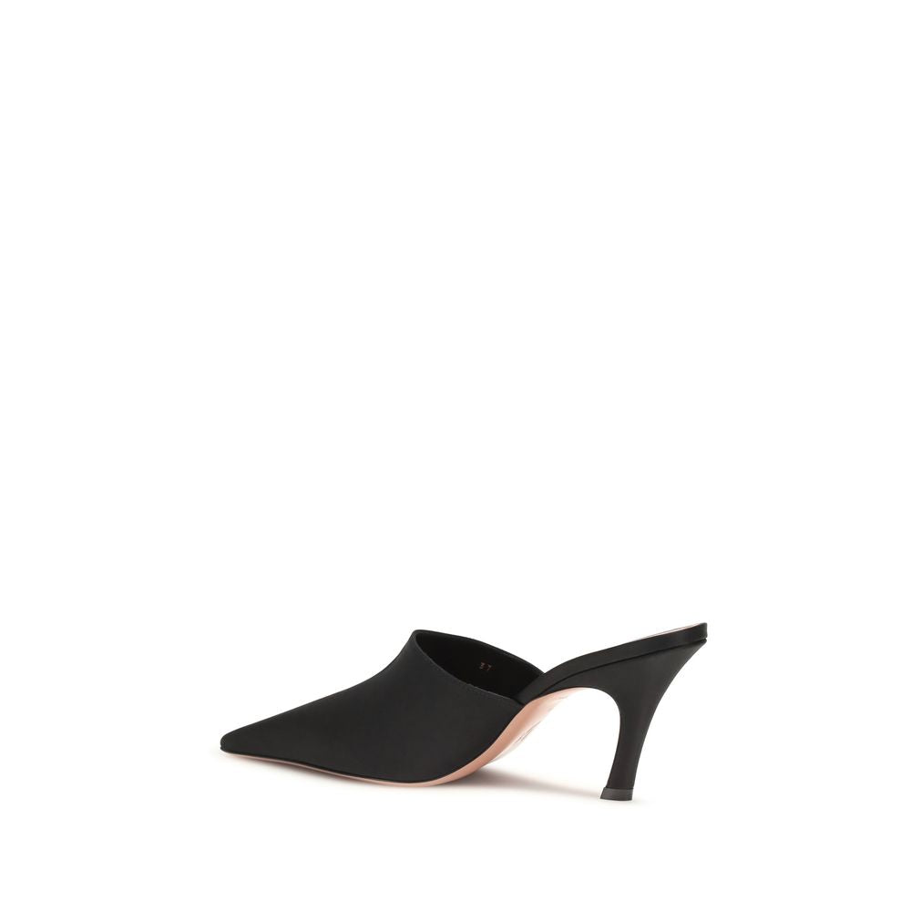 Amina Muaddi Black Silk Women's Sandals
