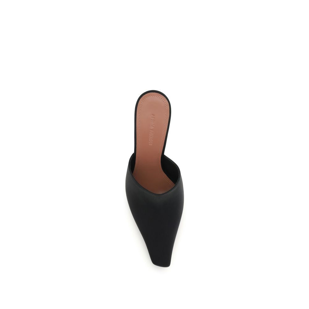 Amina Muaddi Black Silk Women's Sandals