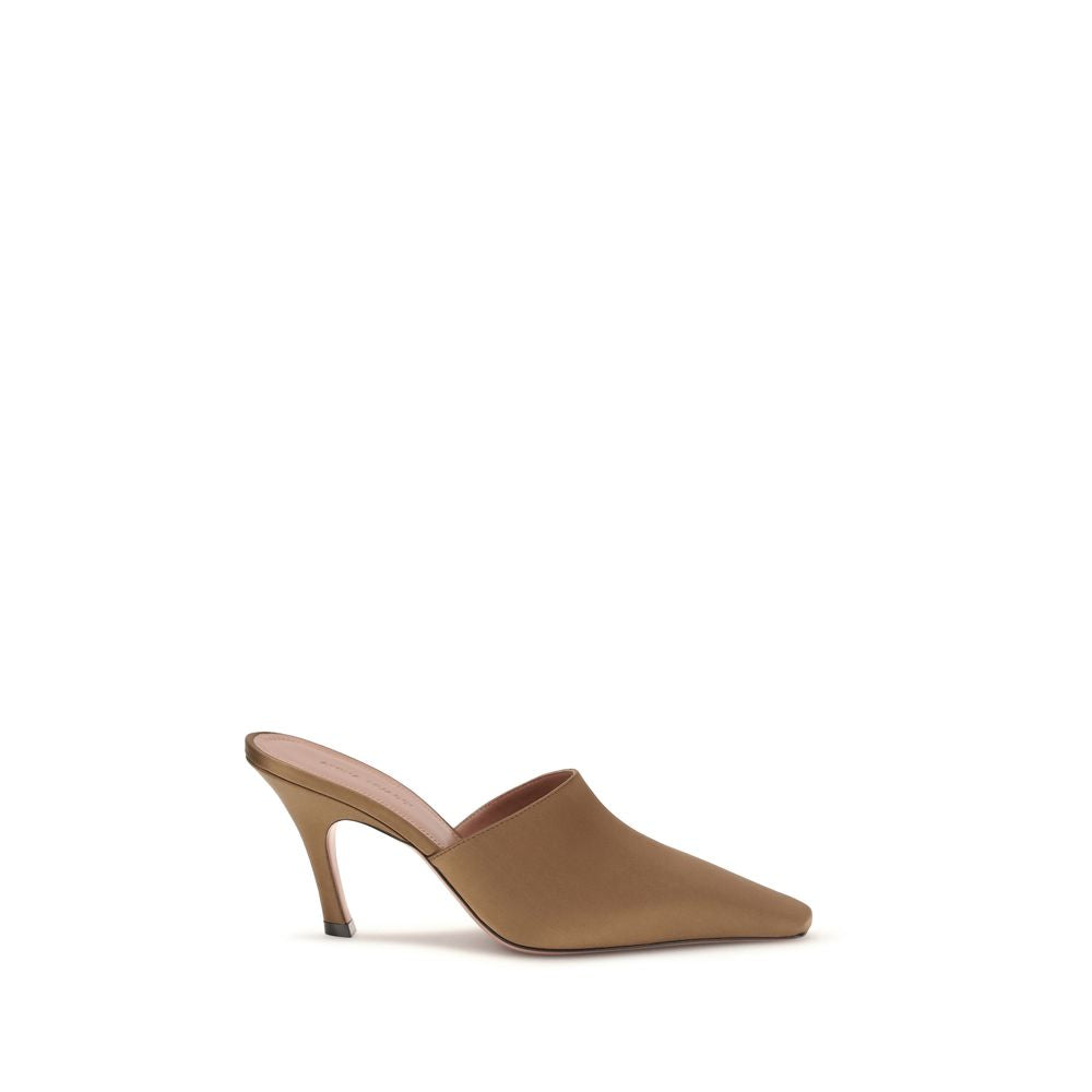 Amina Muaddi Brown Silk Women's Sandals