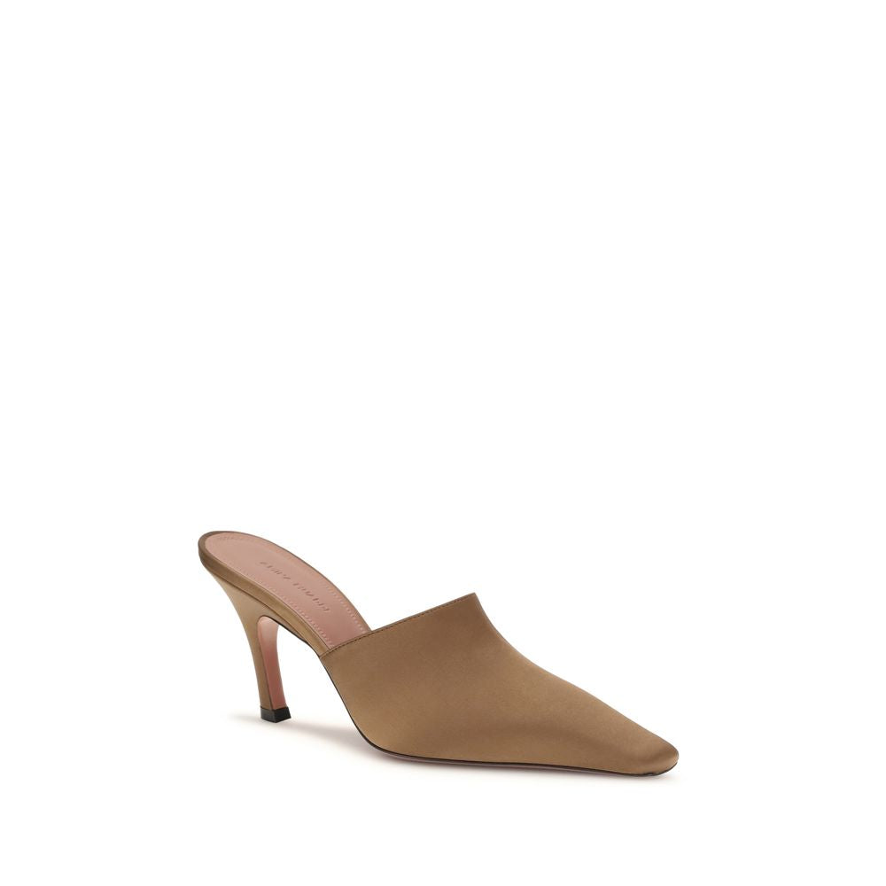 Amina Muaddi Brown Silk Women's Sandals