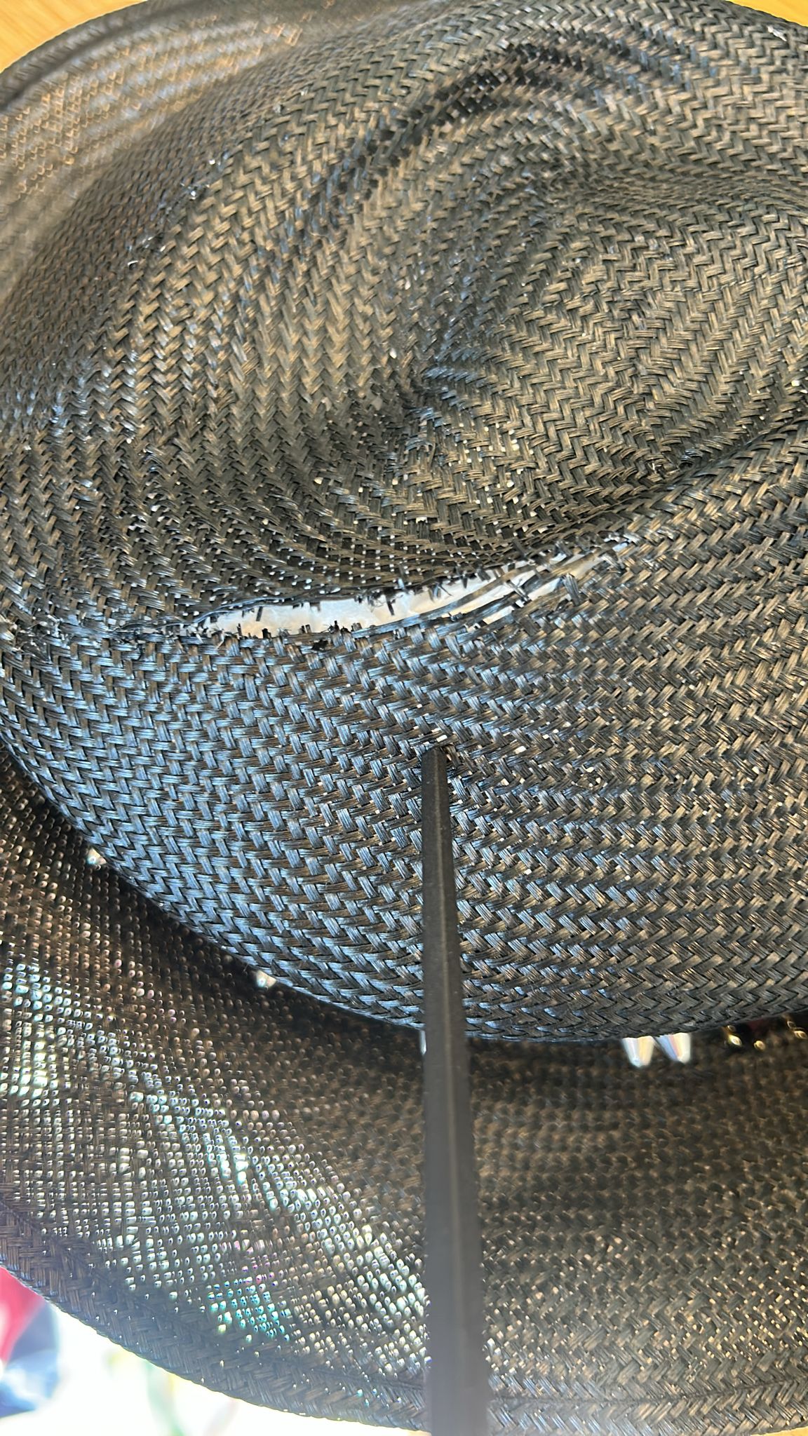 Dolce & Gabbana Black Straw Crystal Embellished Wide Brim Women's Hat (Pre-Owned)