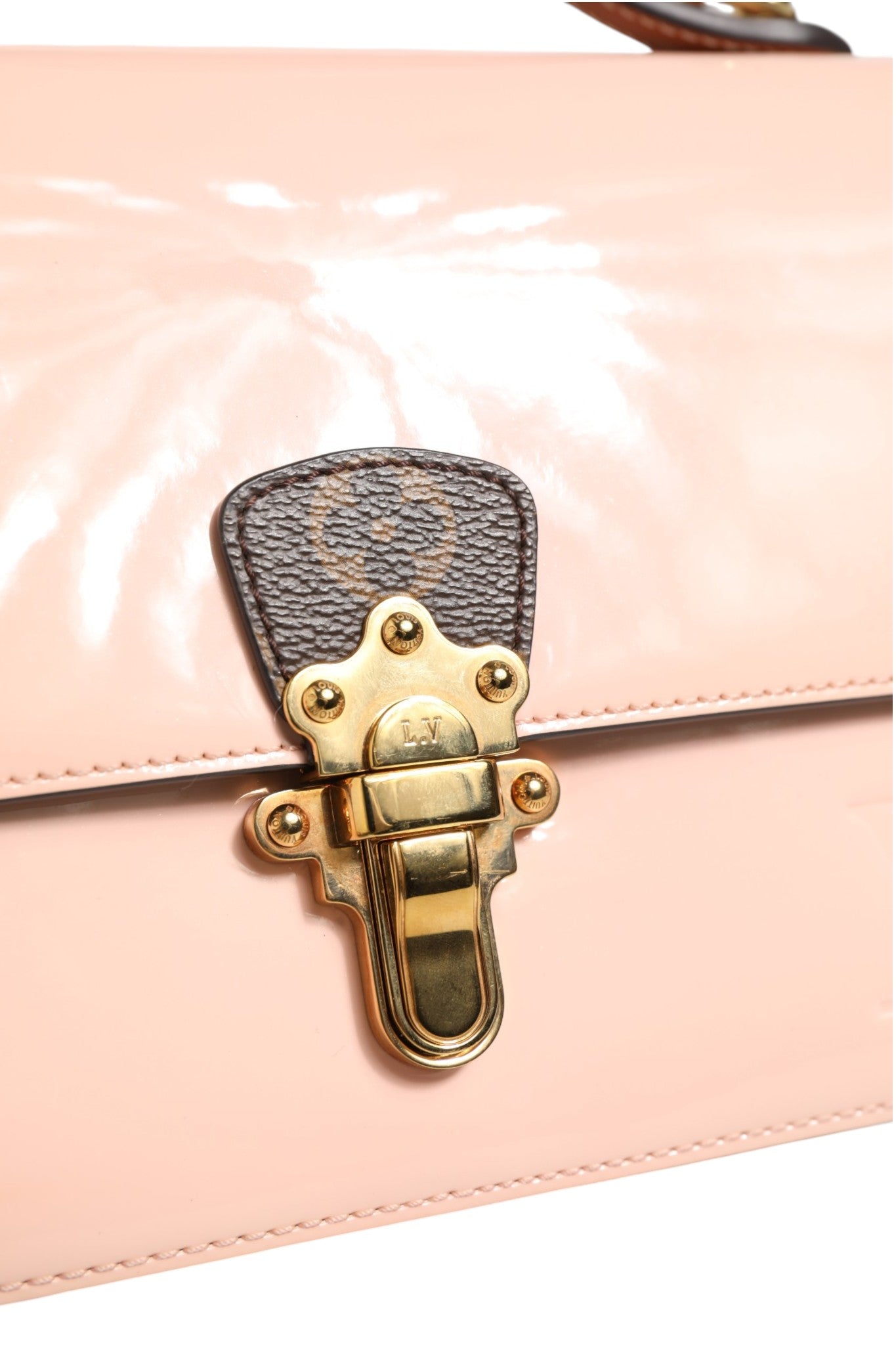 Louis Vuitton Pink Vernis and Monogram Canvas Cherrywood BB Shoulder Women's Bag (Pre-Owned)