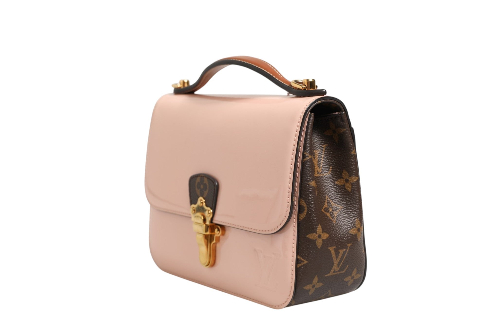 Louis Vuitton Pink Vernis and Monogram Canvas Cherrywood BB Shoulder Women's Bag (Pre-Owned)