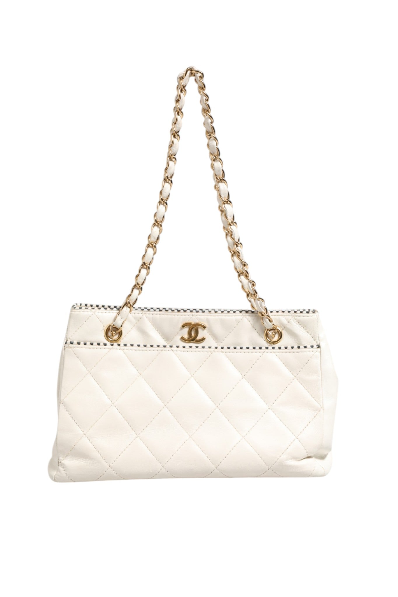 Chanel Shiny Calfskin Quilted Mini 22 White Women's 1792563 (Pre-Owned)