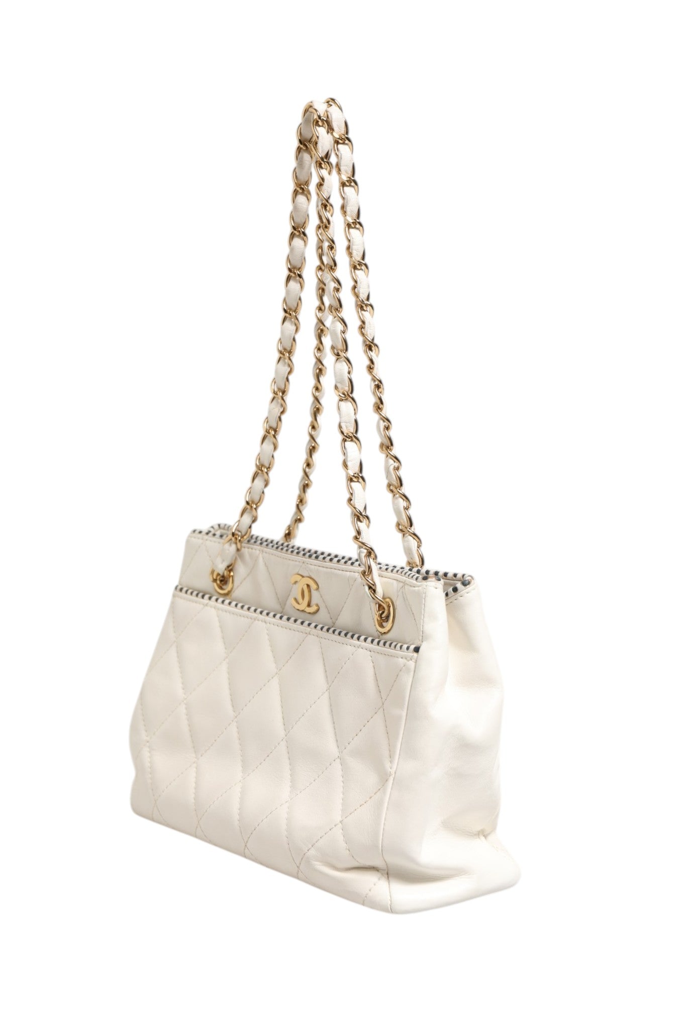 Chanel Shiny Calfskin Quilted Mini 22 White Women's 1792563 (Pre-Owned)