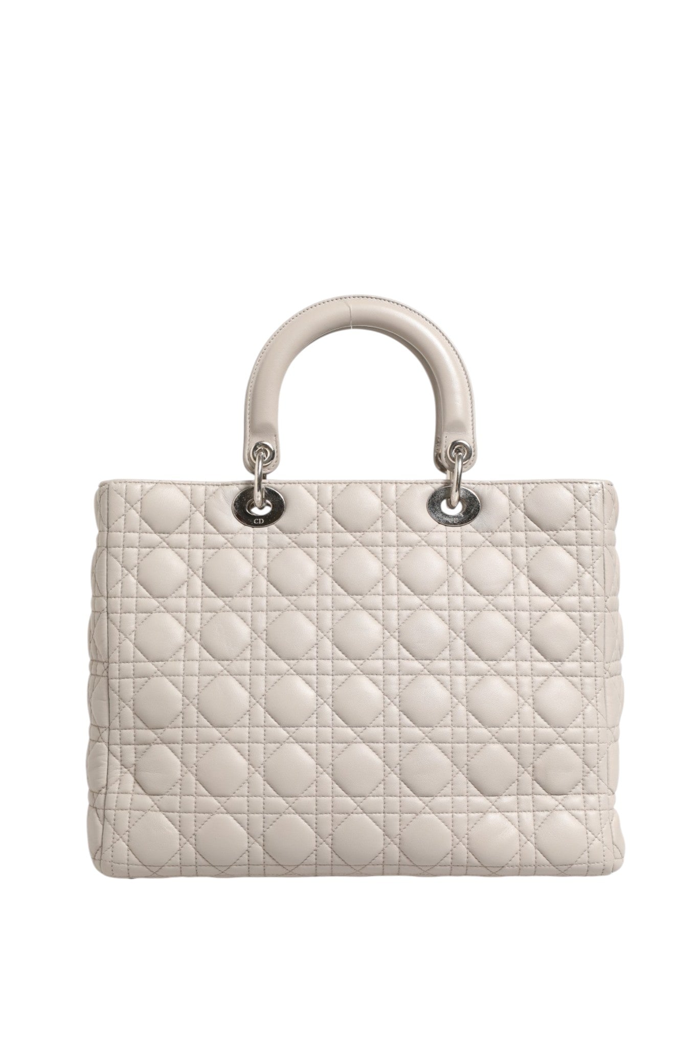 Christian Dior Lady Dior Large Grey Cannage Lambskin Women's Bag (Pre-Owned)