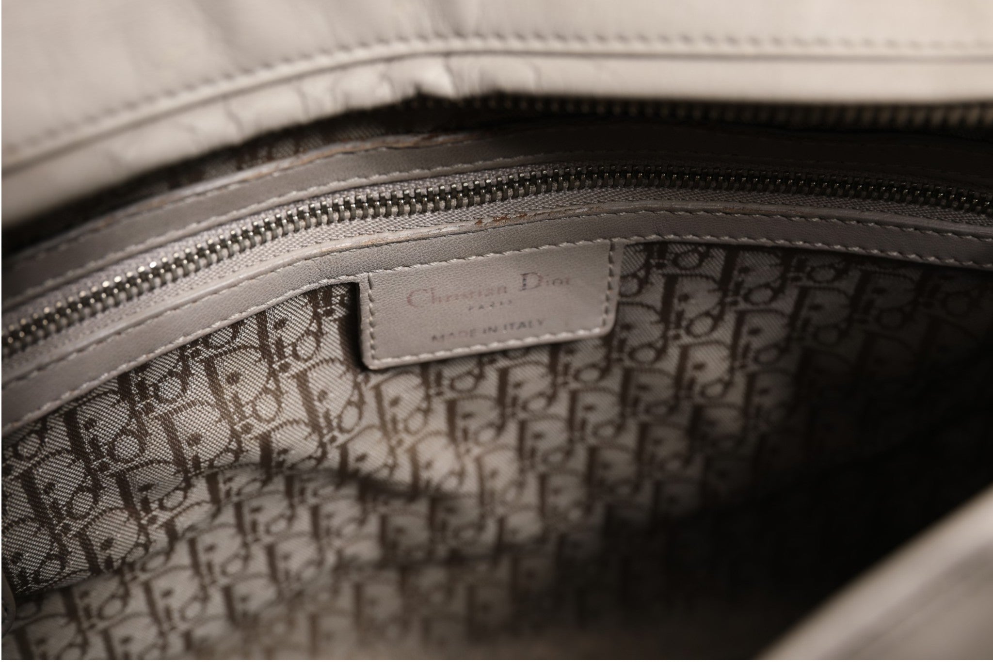Christian Dior Lady Dior Large Grey Cannage Lambskin Women's Bag (Pre-Owned)