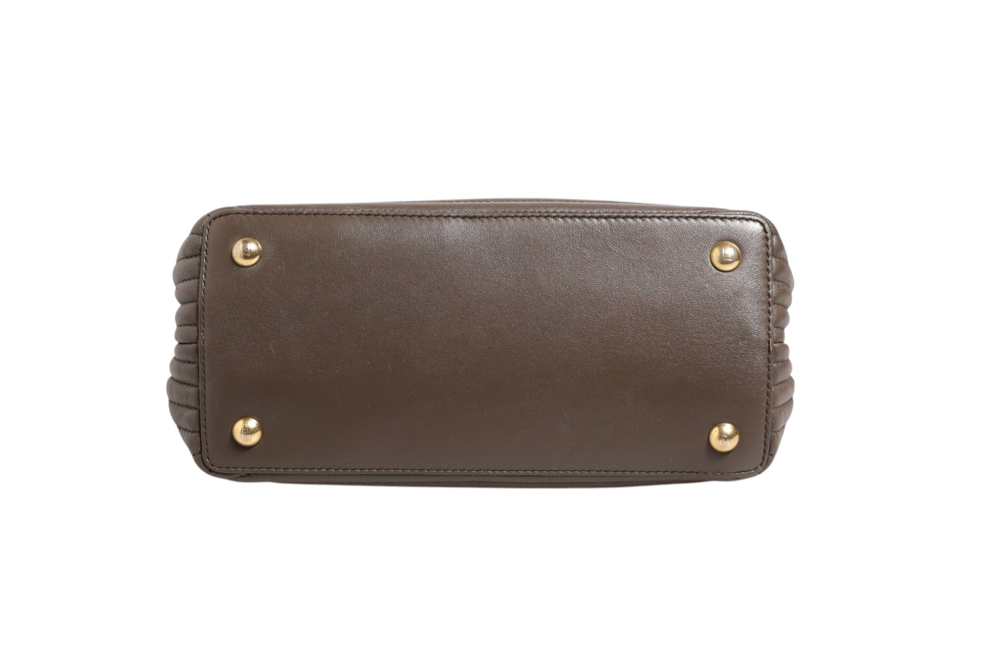 Fendi Brown Quilted Lambskin Leather Dotcom Click Small Shoulder Women's Bag (Pre-Owned)