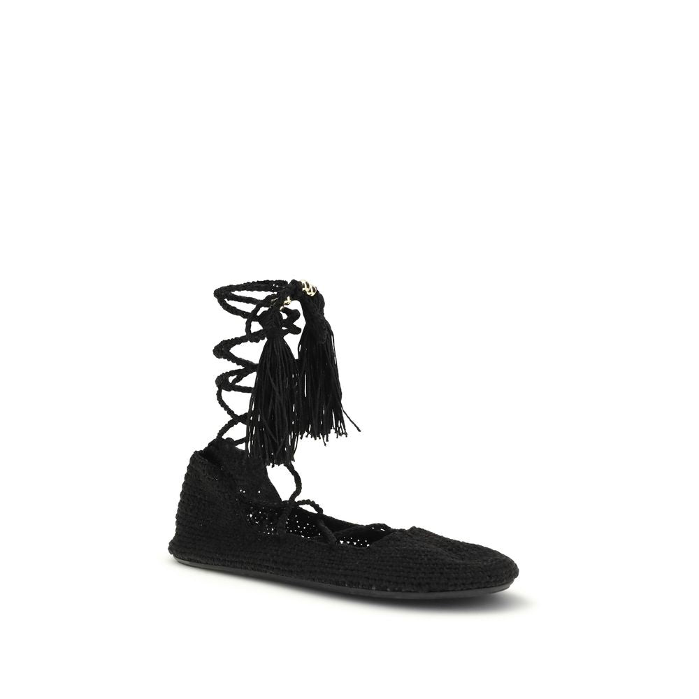 Alanui Black Recycled Polyester Ballet Women's Flats