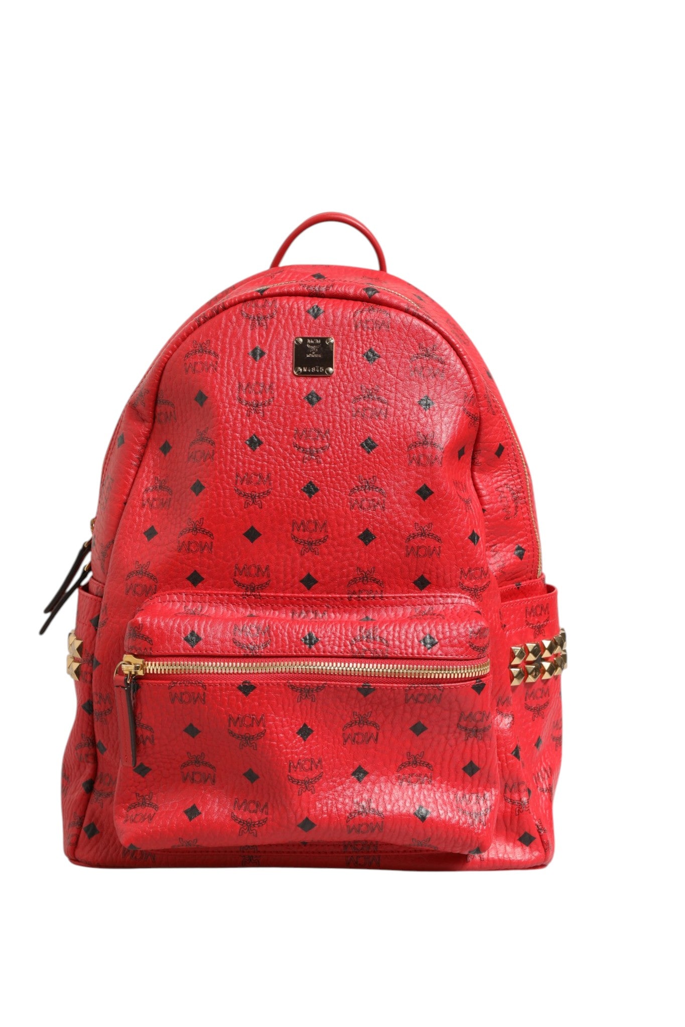 MCM Medium Stark Studded Visetos Backpack - Women's Red (Pre-Owned)