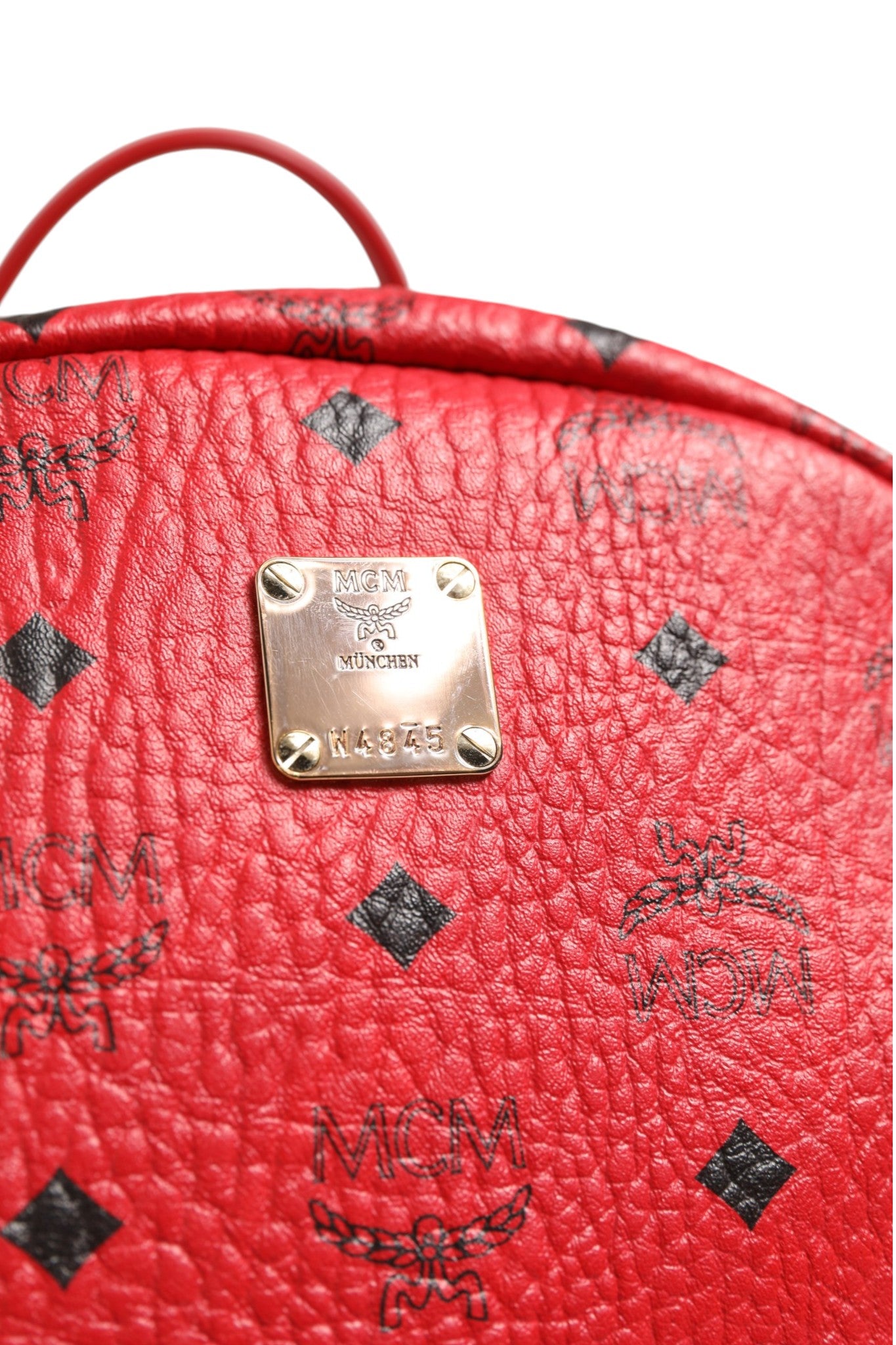 MCM Medium Stark Studded Visetos Backpack - Women's Red (Pre-Owned)