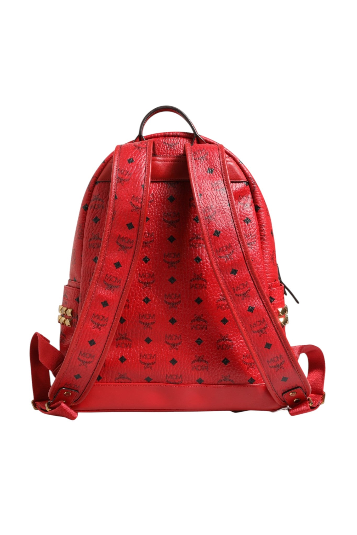 MCM Medium Stark Studded Visetos Backpack - Women's Red (Pre-Owned)