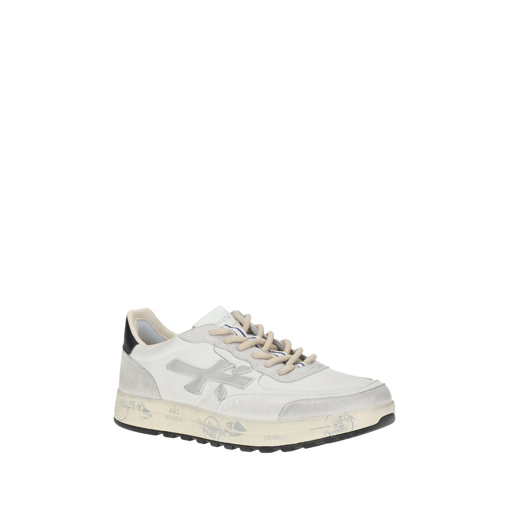 Premiata White Calf Leather Bos Taurus Low Top Men's Sneakers