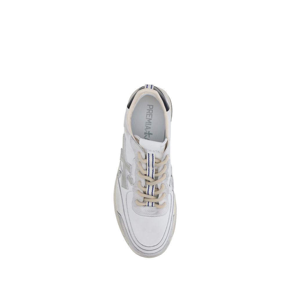 Premiata White Calf Leather Bos Taurus Low Top Men's Sneakers